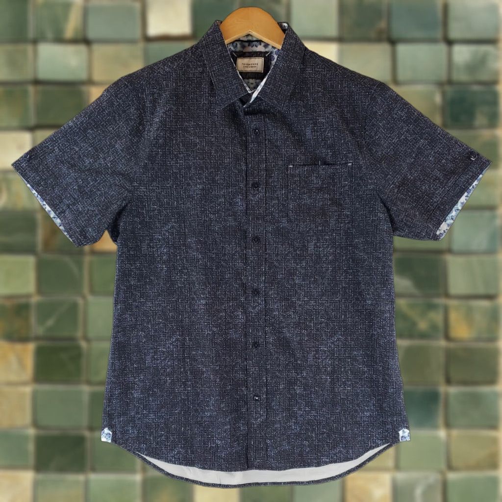 Vintage 7 Diamonds Shirt Short Sleeve Button Up Geometric Black Mens L 4 Way Stretch Size US L / EU 52-54 / 3 - 1 Thumbnail