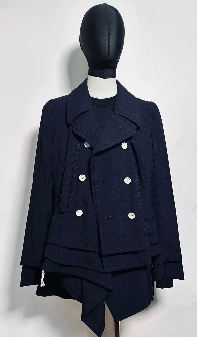 Comme des Garcons Deconstructed short trench coat in navy