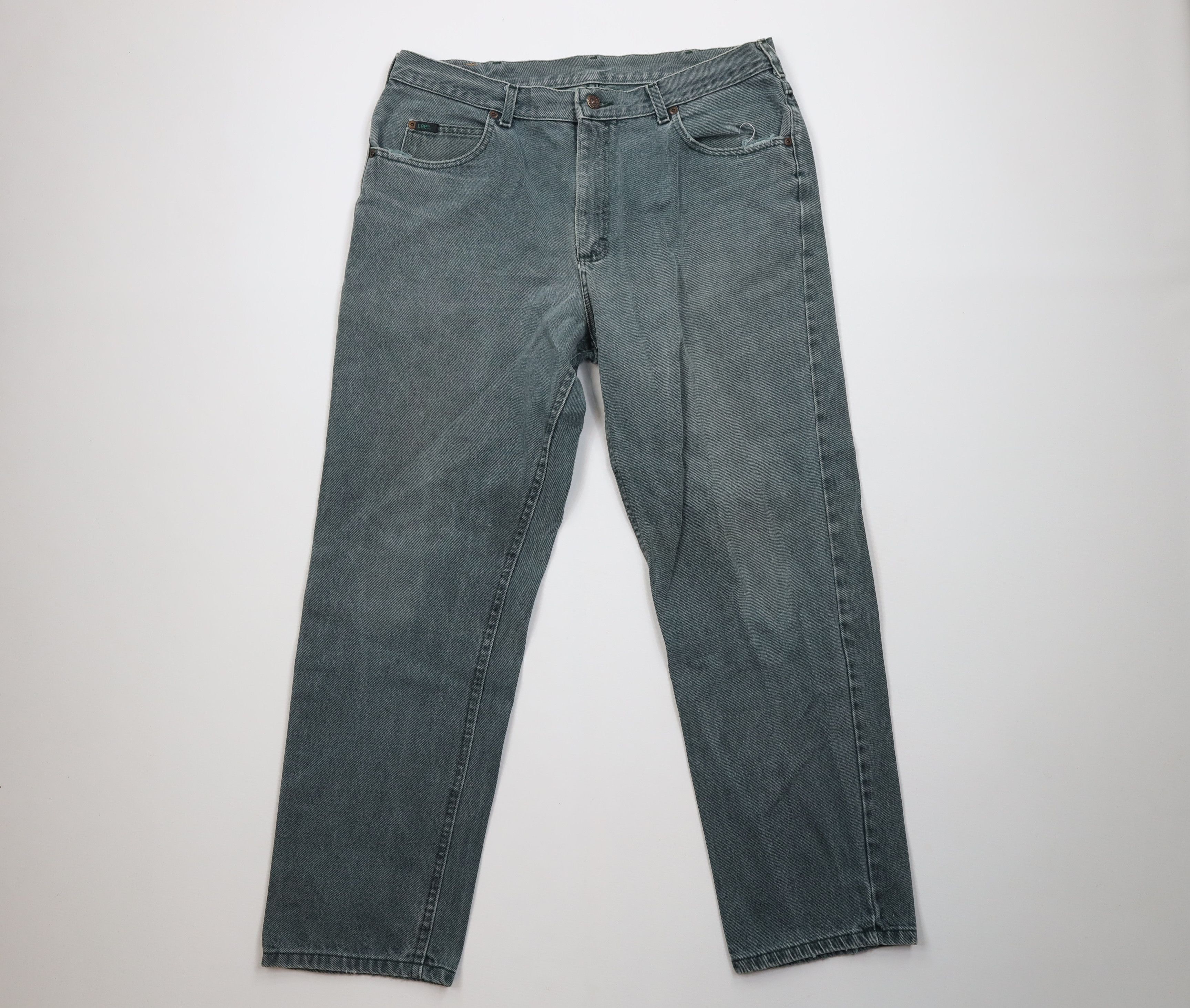 Lee Vintage 90s Lee Straight Leg Denim Jeans Green Cotton USA Size US 38 / EU 54 - 1 Thumbnail