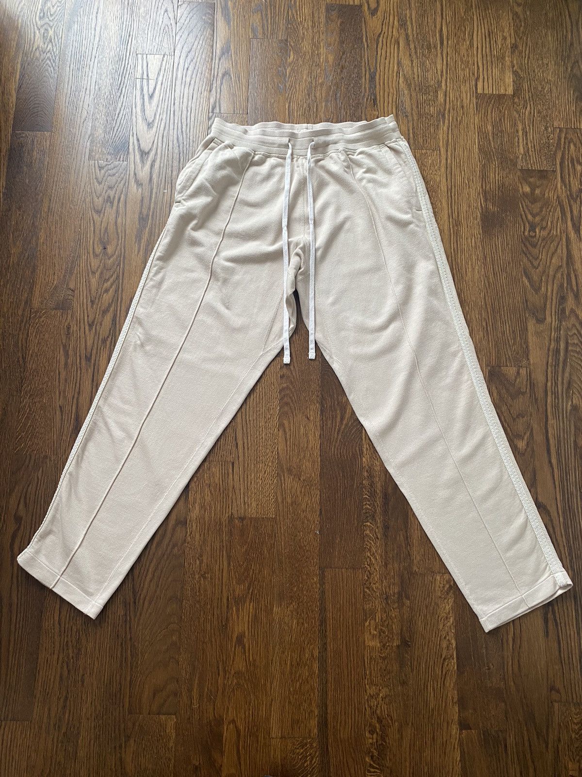 image of S K Manor Hill S.k. Manor Hill Beige Side Embellished Track Pants, Men's (Size 32)