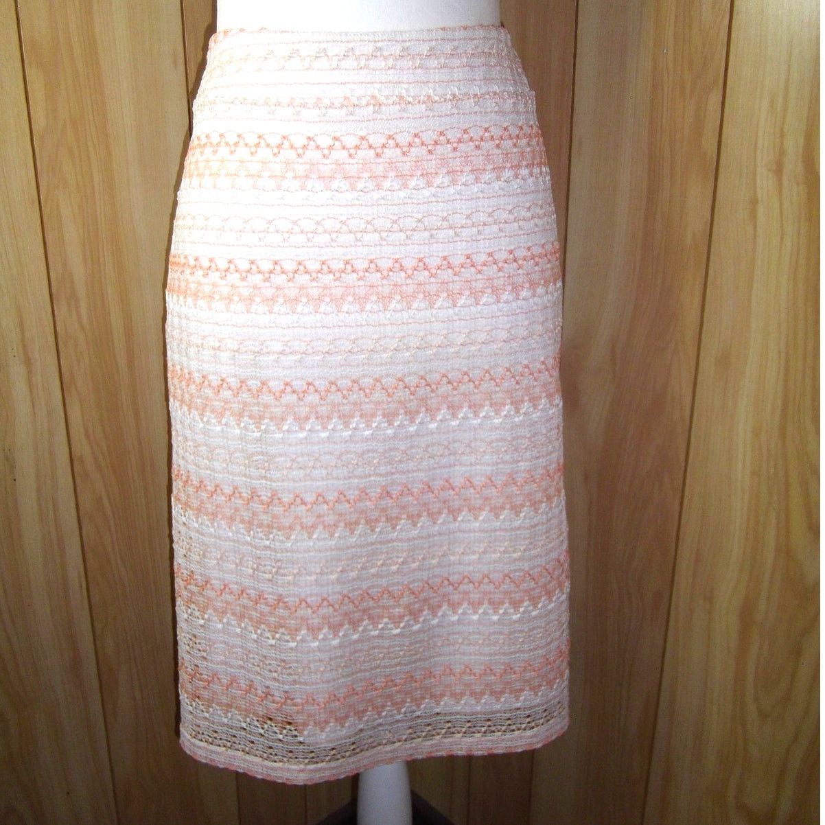 Other Cato Vintage Textured Lace Striped Lined A-line Midi Skirt M Size 32" / US 10 / IT 46 - 1 Thumbnail
