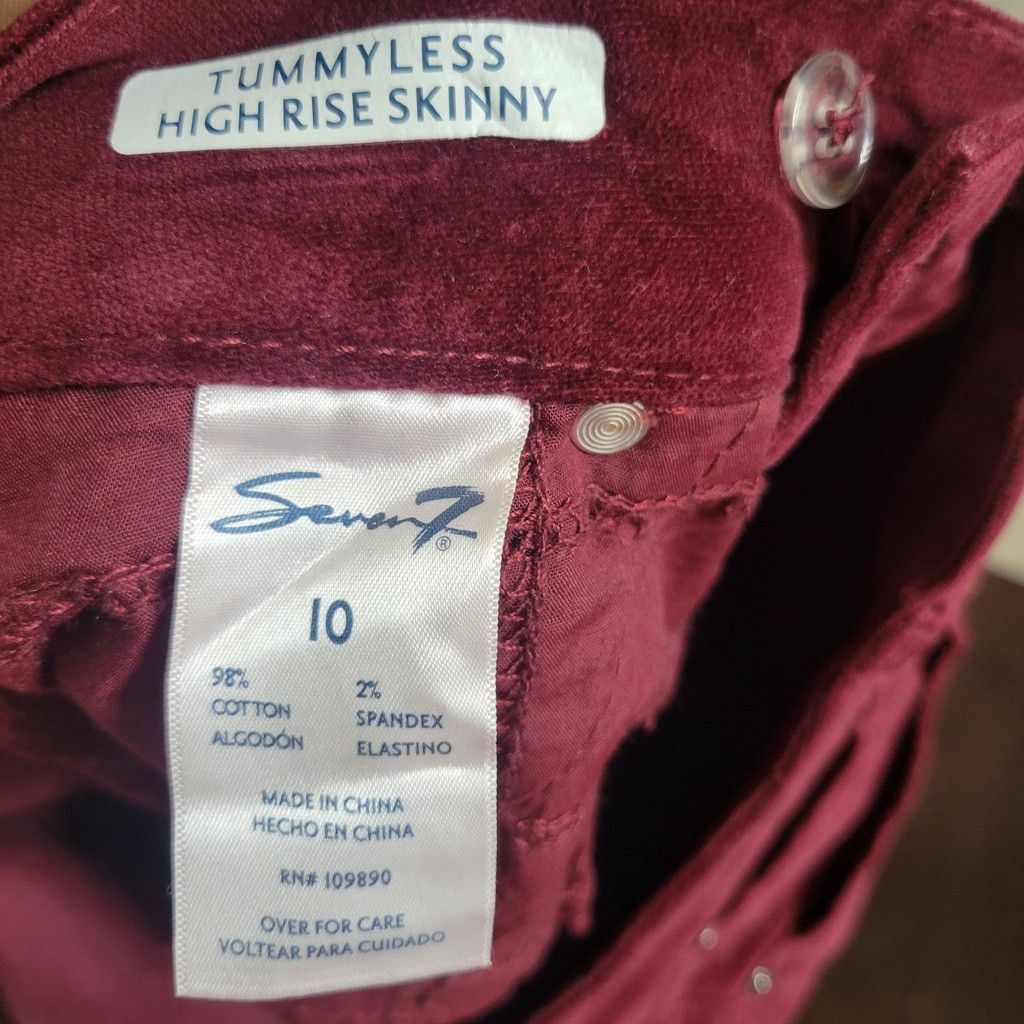 Seven 7 Seven 7 Tummyless High Rise Skinny Red Velvet Pants 10 Women Size 32" / US 10 / IT 46 - 11 Thumbnail