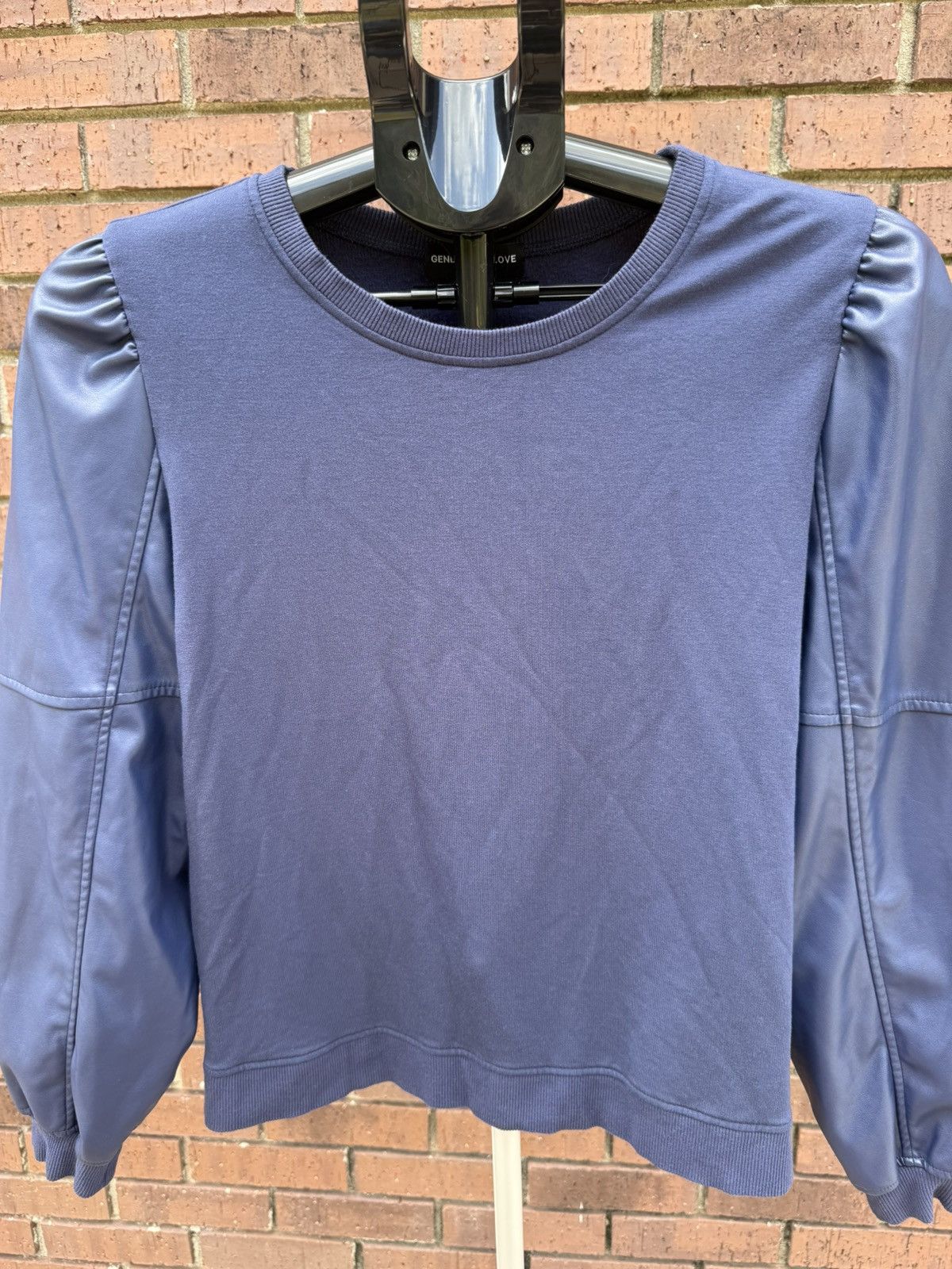 Generation Love Generation Love Finley Faux Leather Sleeve Sweatshirt Navy Size S / US 4 / IT 40 - 3 Thumbnail