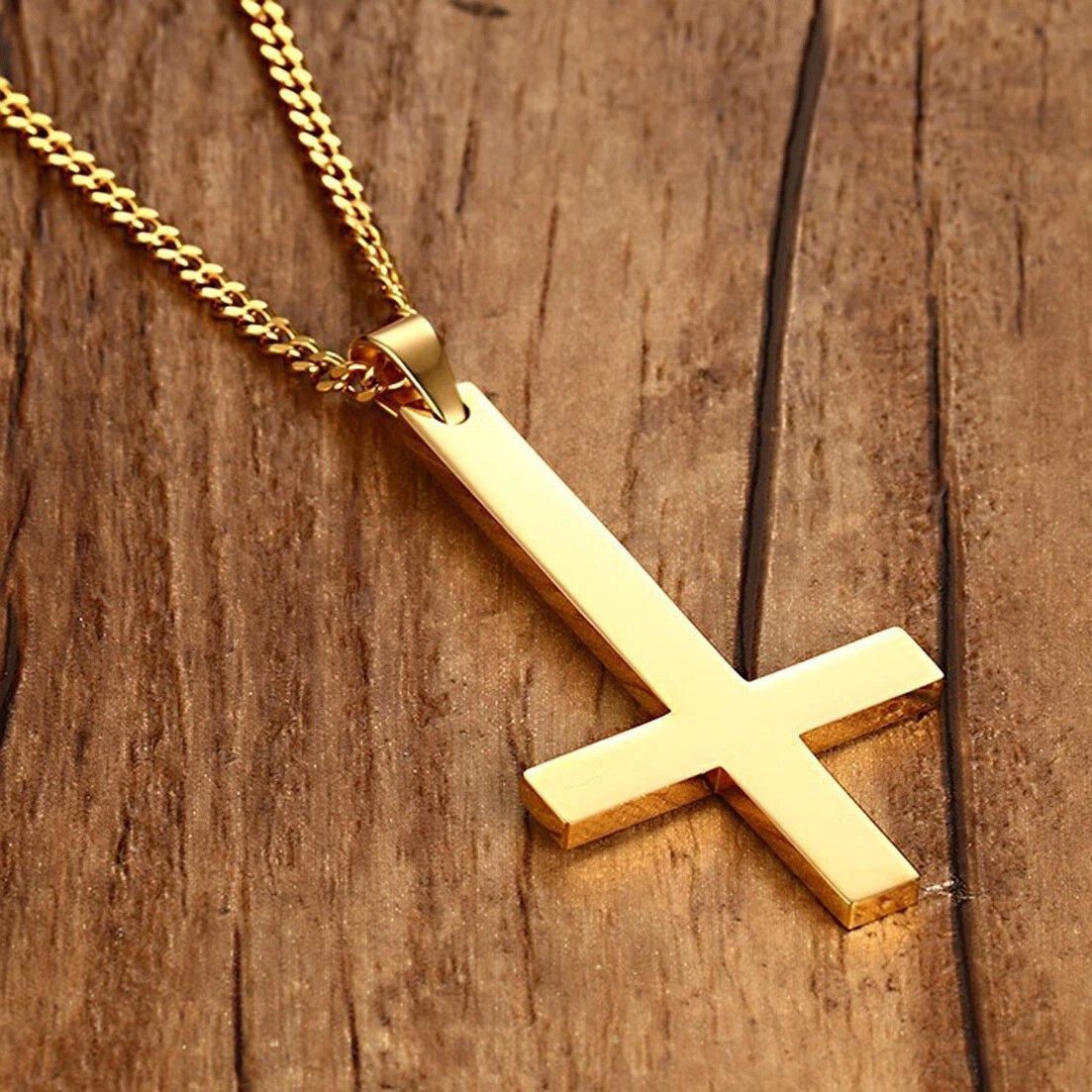 Other Gold Saint Peter's Cross Necklace Inverted Stainless Steel Size ONE SIZE - 5 Thumbnail