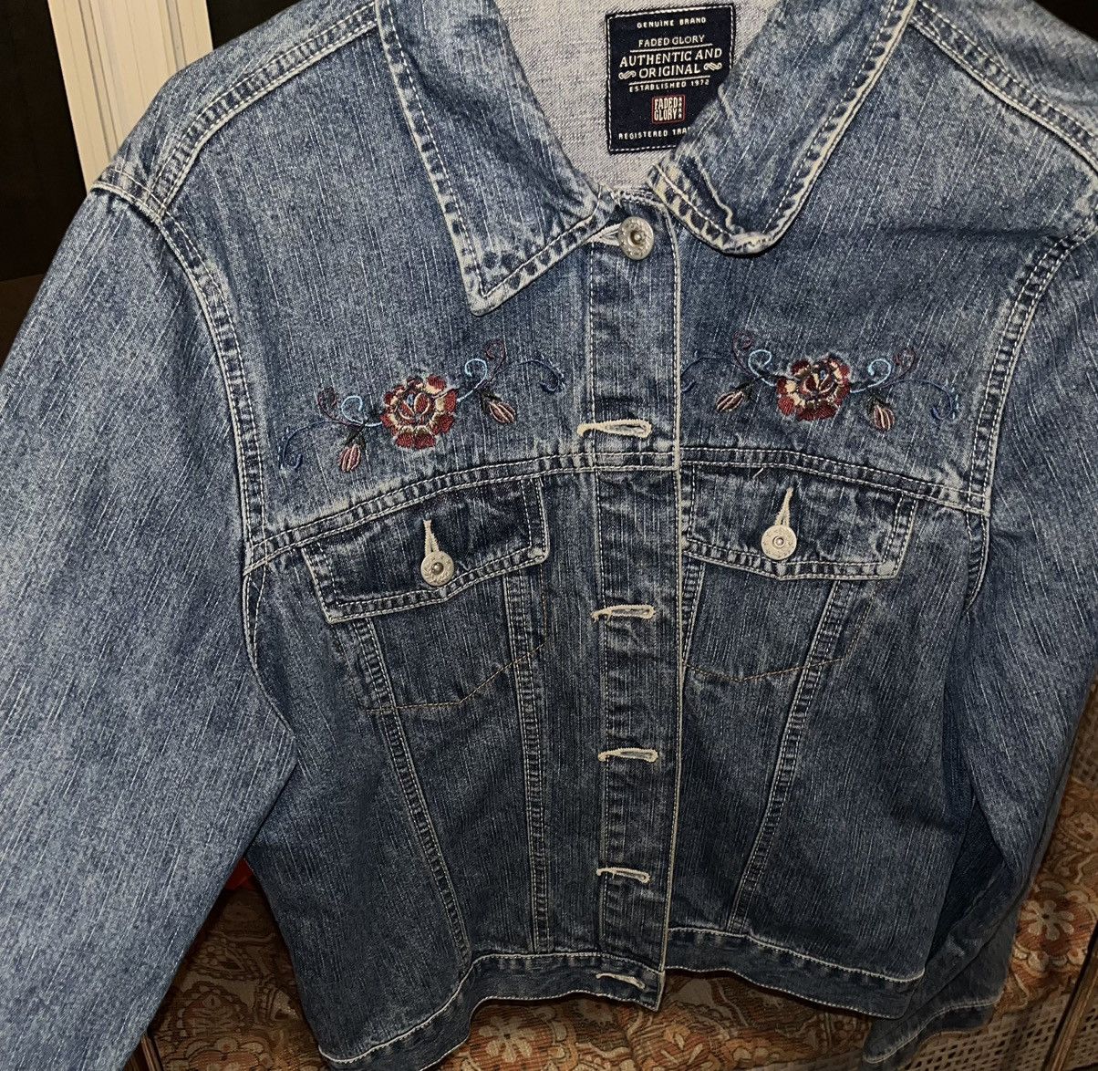Vintage Faded Glory Floral Jean Jacket