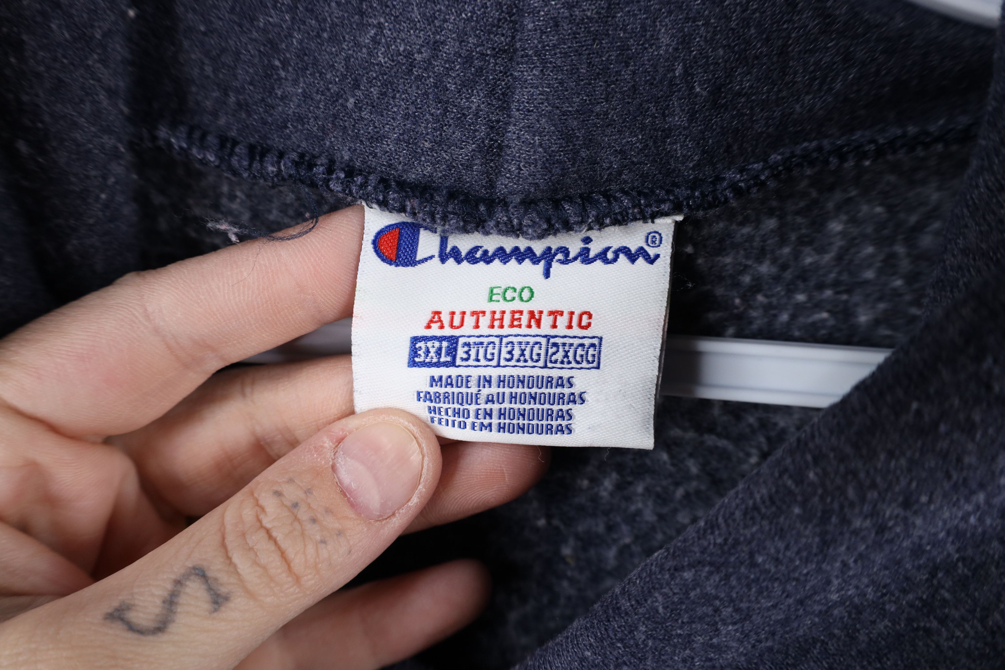 Champion × Vintage Vintage Champion Blank Hoodie Sweatshirt Heather Blue Size US XXL / EU 58 / 5 - 10 Thumbnail
