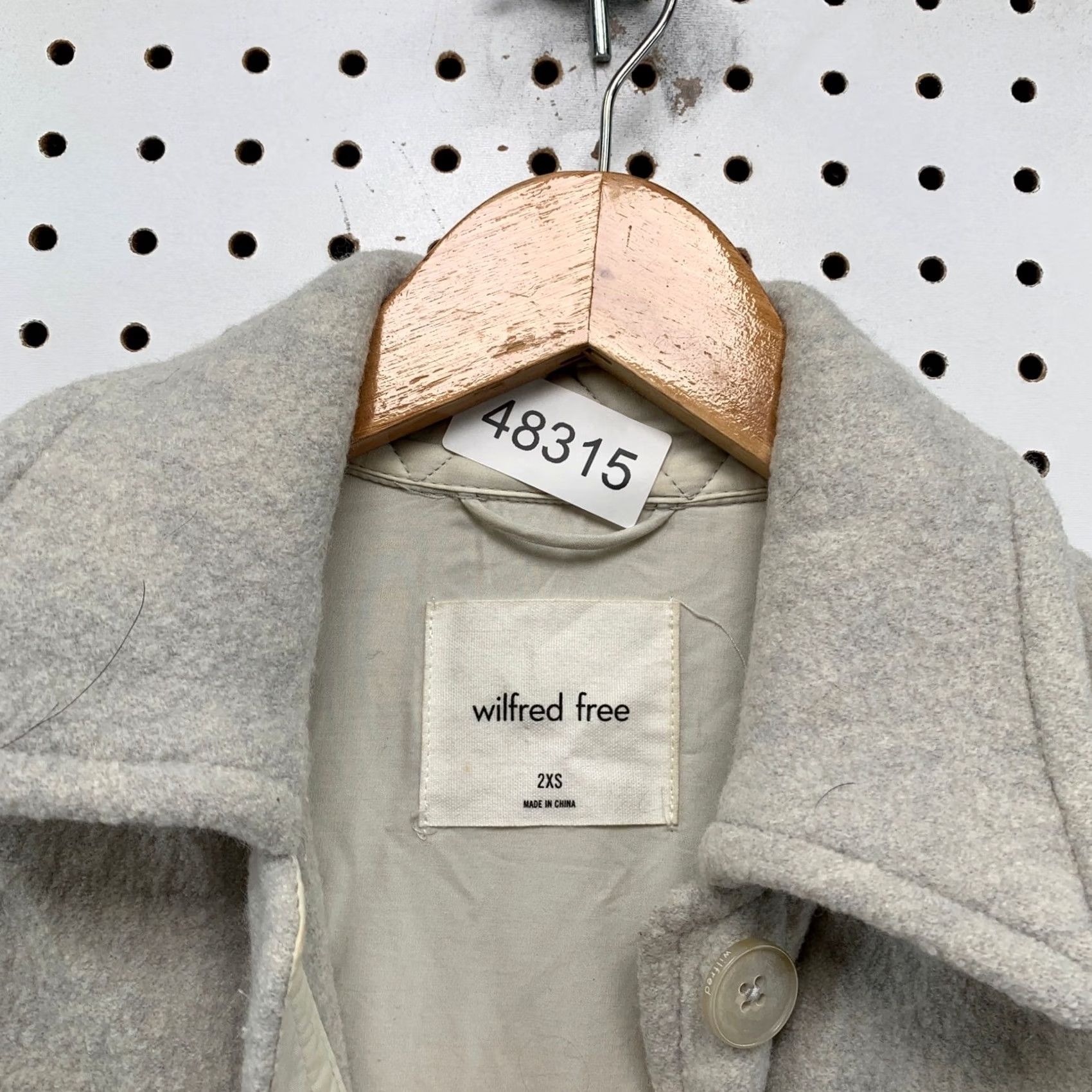 Vintage Wilfred Free Ganna Shirt Jacket 100% Merino Wool Gray Shacket XXS Womens Button Front Pockets Casual Workwear Mid-Length Fall Winter Spring Size XXS / US 00 / IT 34 - 2 Thumbnail