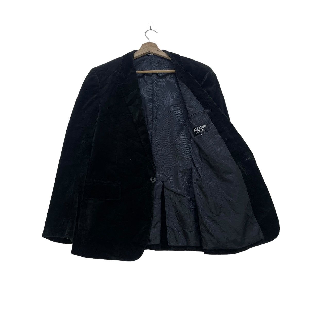 image of Issey Miyake x Tornado Mart Black Velvet Tornado Mart Japan Single Button Jacket (Size Medium)