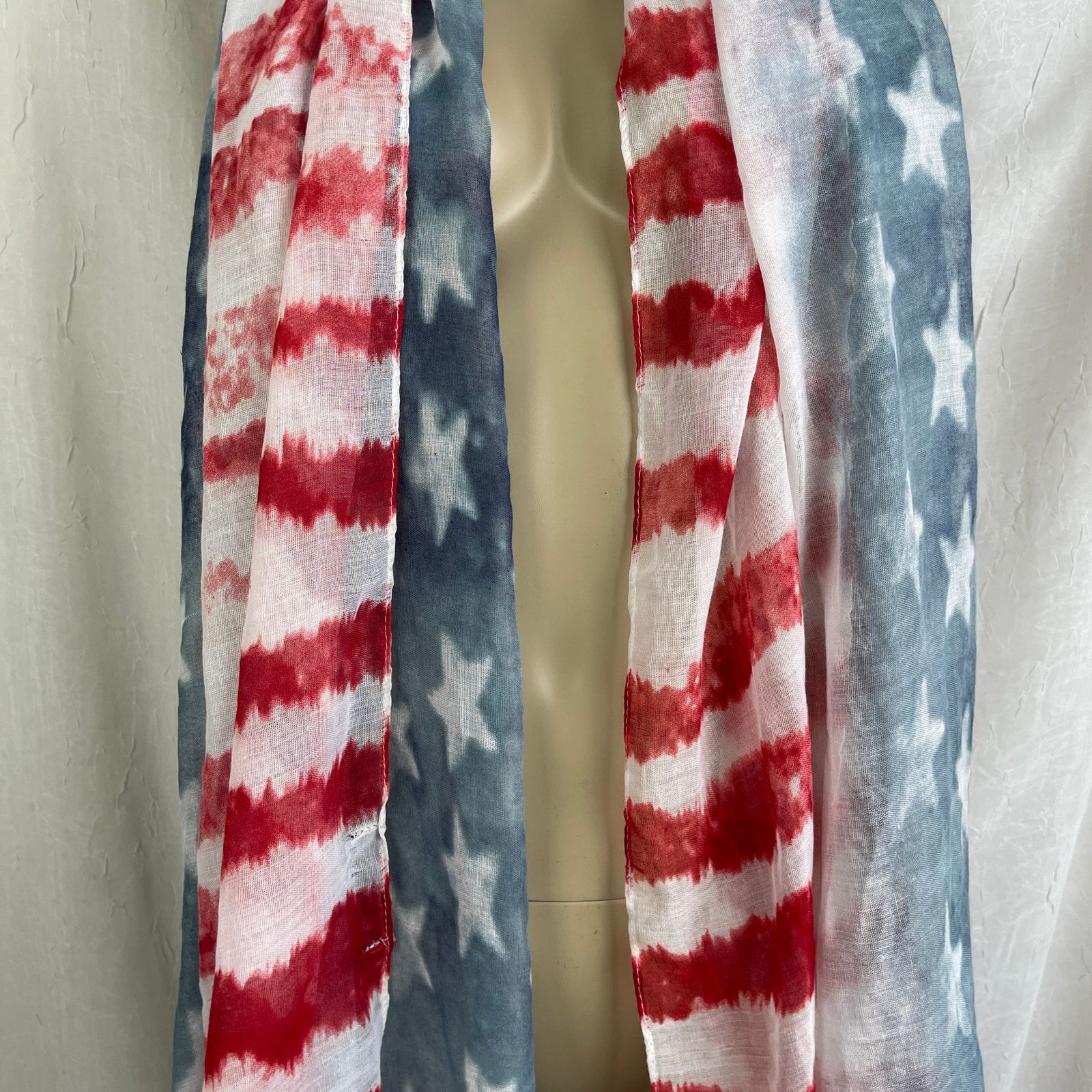 Other American Flag Sheer Scarf Raw Edge USA 4th of July Patriotic Size ONE SIZE - 5 Thumbnail