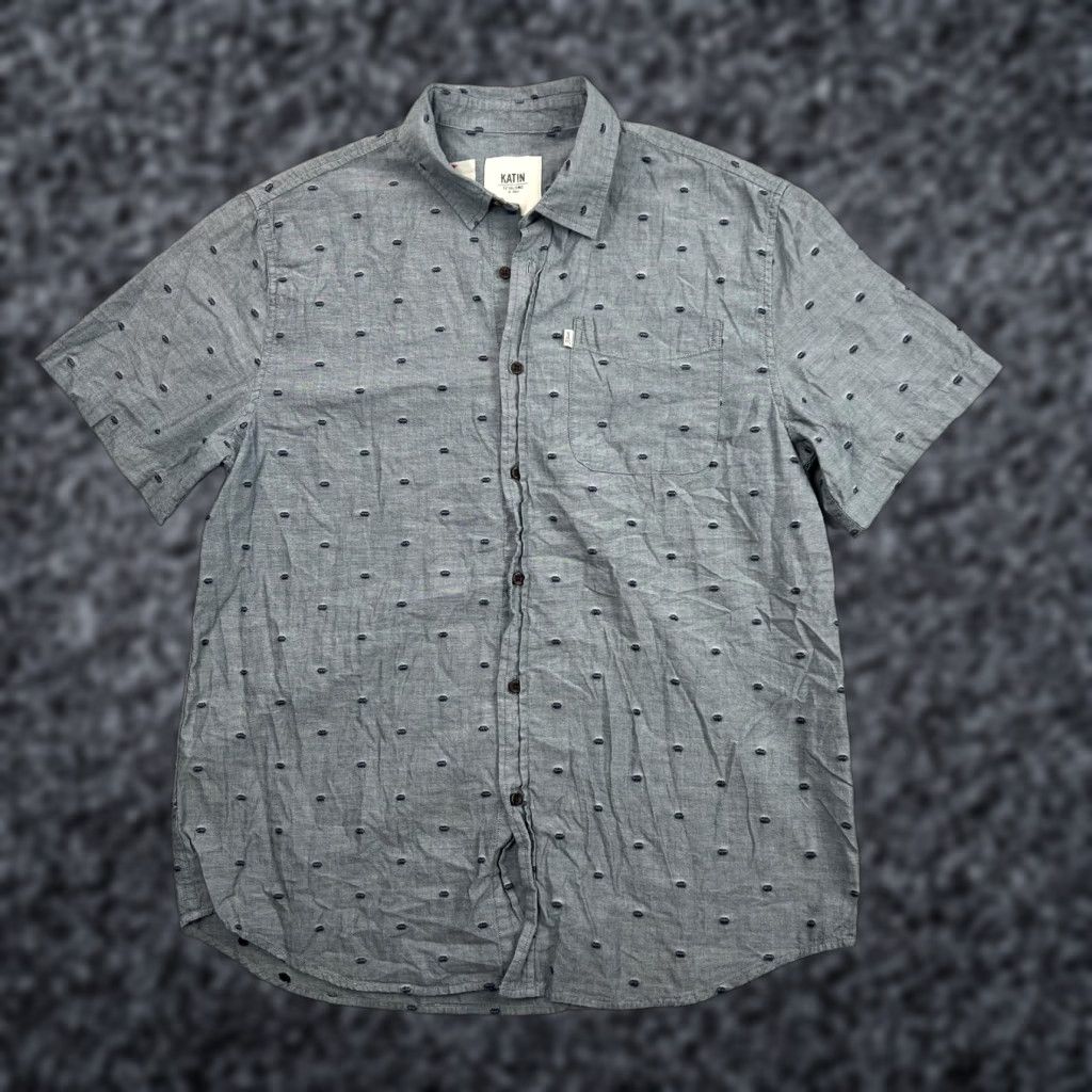 Katin Katin Shirt Mens M Gray Short Sleeve Button Up Casual Preppy Adult Size US M / EU 48-50 / 2 - 1 Thumbnail