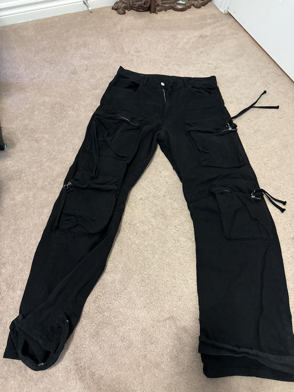 Zara Zara Wide Leg Multi Pocket Cargo Pants Black Size US 34 / EU 50 - 1 Thumbnail