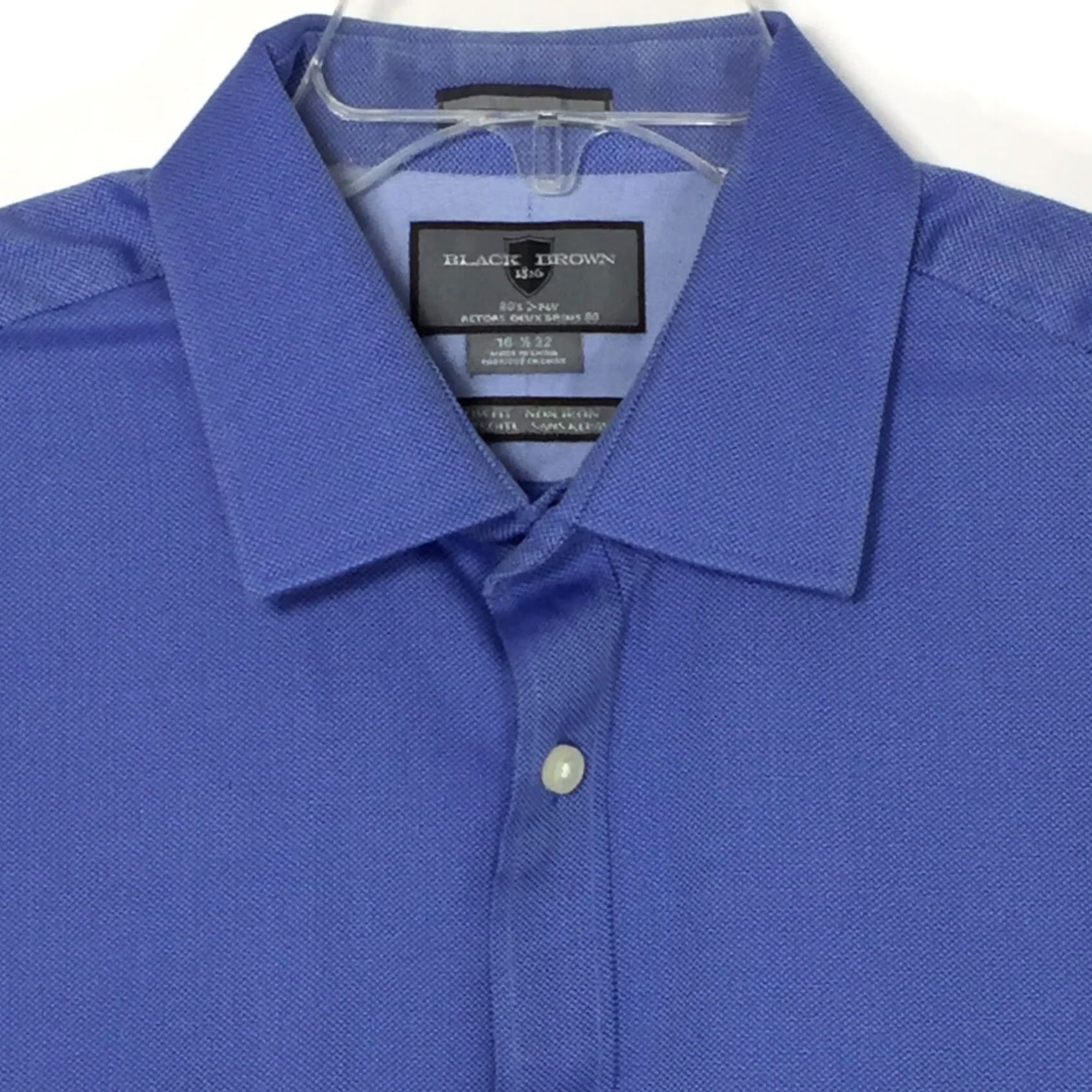 Vintage Black Brown 1826 Shirt Mens 16.5 Slim Blue Long Sleeve Button Up Non-Iron Shadowed Button-Up Style Size US XL / EU 56 / 4 - 2 Thumbnail