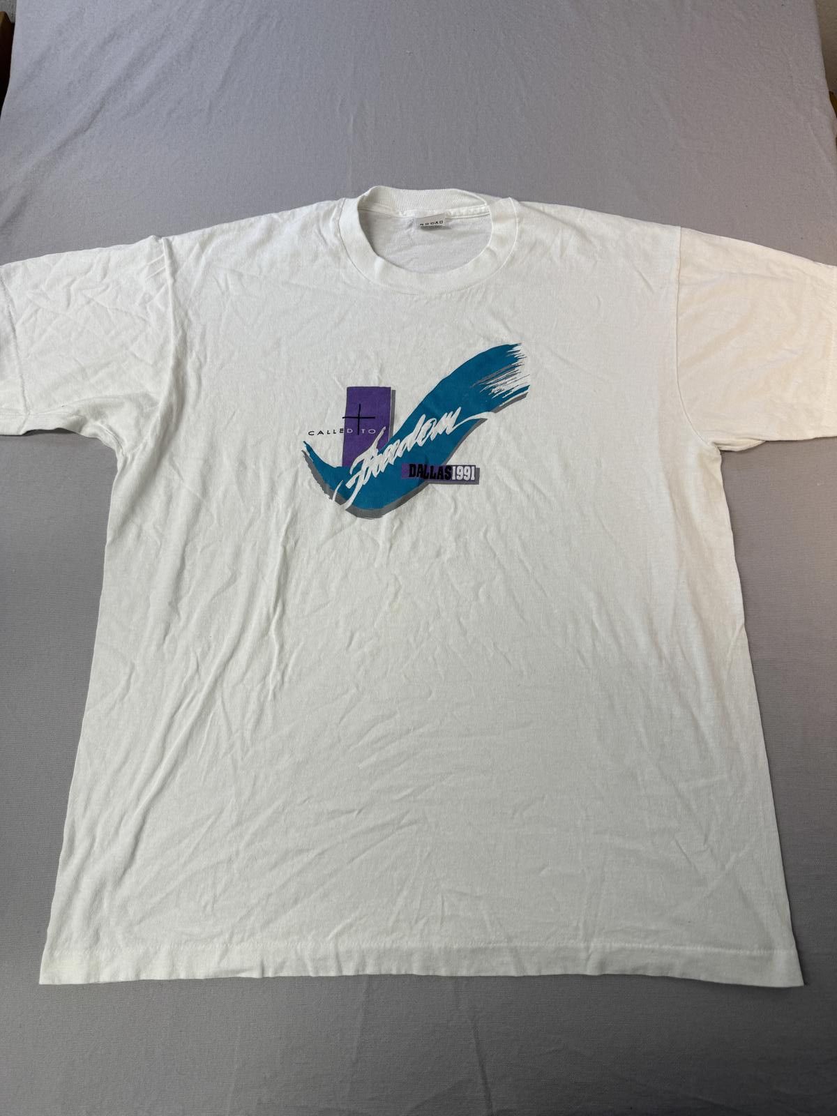 Fruit Of The Loom VTG Called to Freedom T-shirt Christian 1991 Dallas Texas XL Size US XL / EU 56 / 4 - 1 Thumbnail