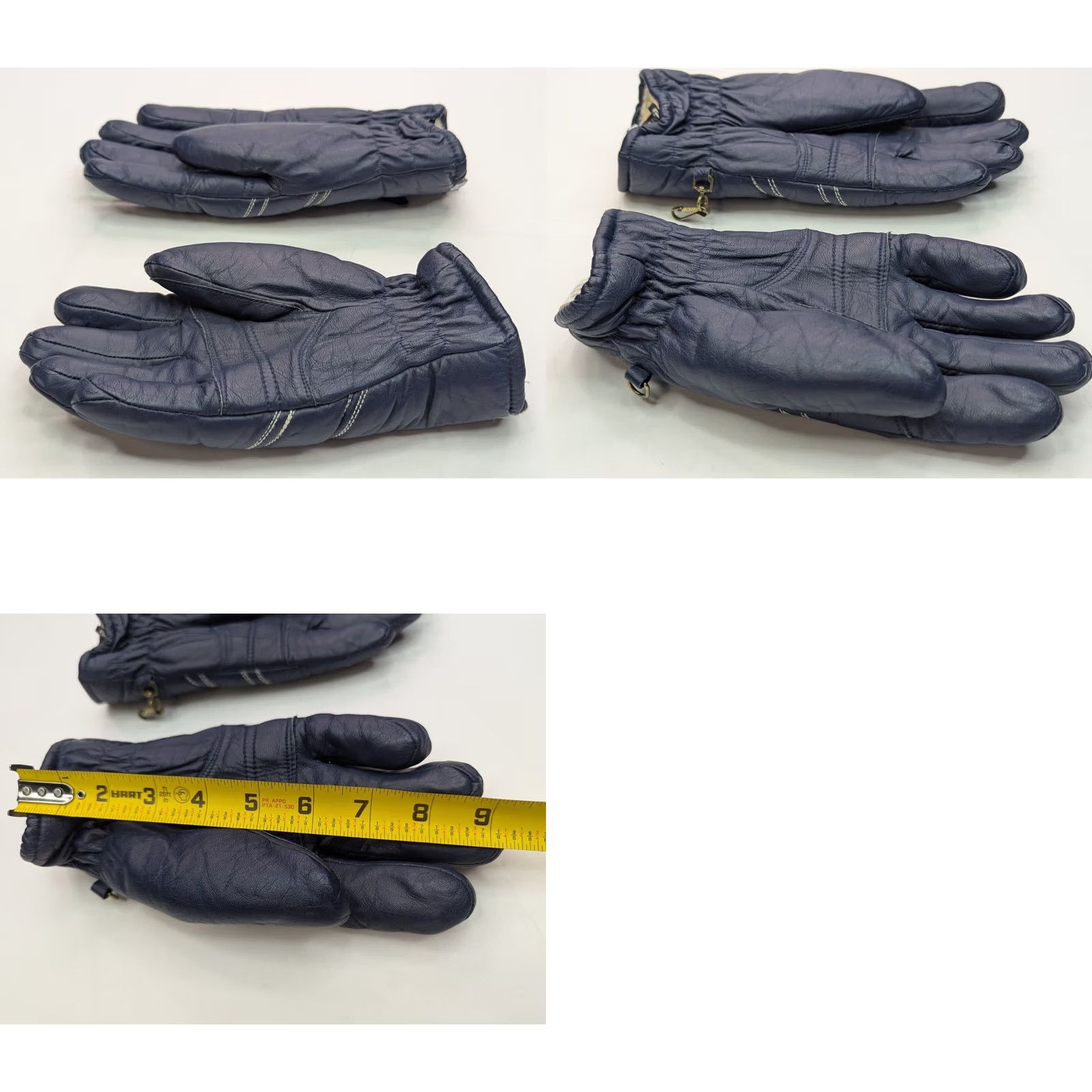 Vintage VINTAGE Aris Glove, Leather, Faux Fur Insulated, Blue, MEDIUM, Zip Close, Men, Glove, Softan, Ski, Vth ARIS Size ONE SIZE - 8 Thumbnail