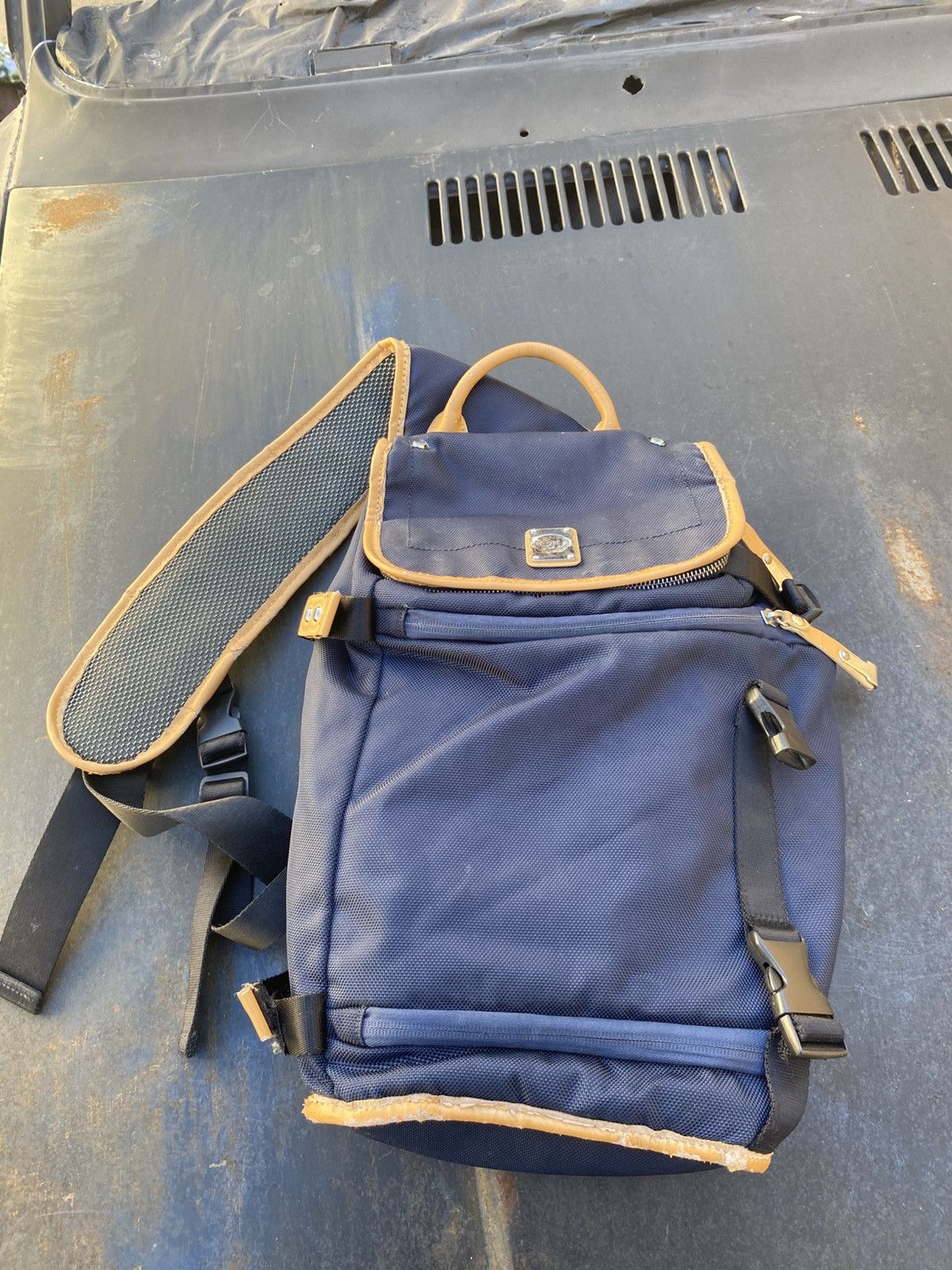 Diesel Faded Y2K Vintage Distressed Sling Bag in Blue, Men's