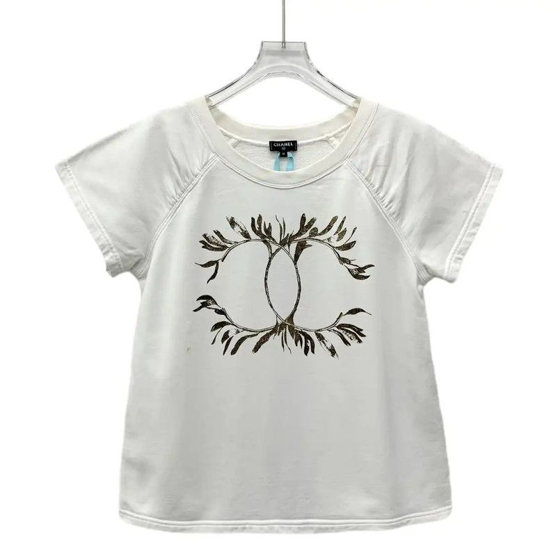 Chanel Chanel White Cotton Women's T-Shirt with Logo 0089 Size M / US 6-8 / IT 42-44 - 1 Thumbnail