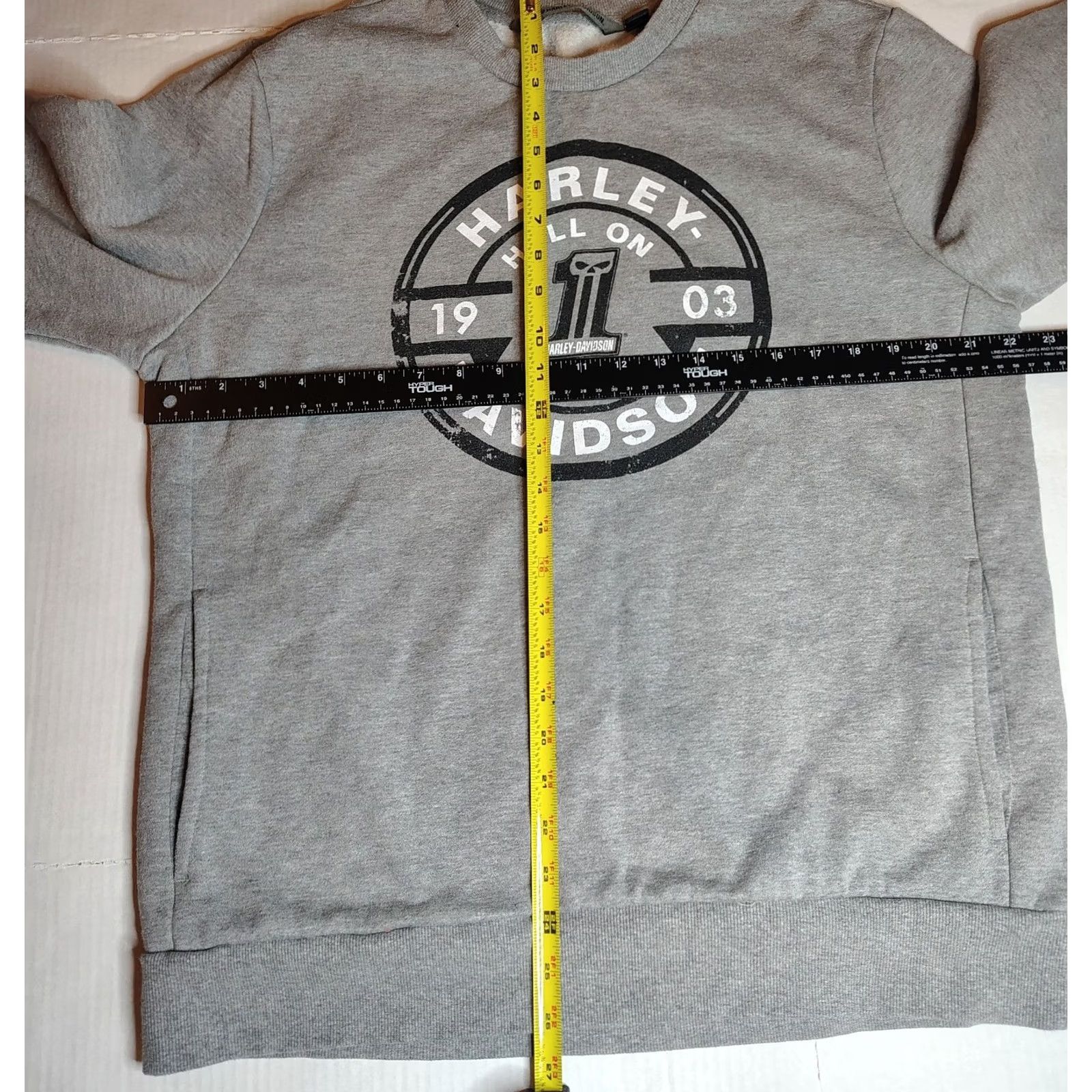 Harley Davidson VINTAGE Harley Davidson Sweatshirt Mens Crewneck Gray L "Hell On Wheels" 90s motorcycle Size US L / EU 52-54 / 3 - 2 Thumbnail