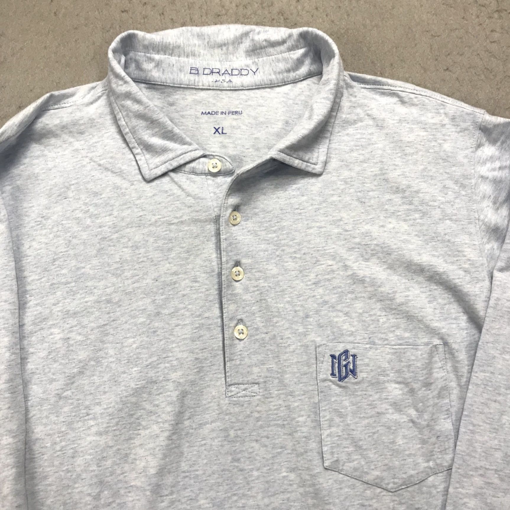 Vintage B. Draddy Polo Shirt Mens XL Blue Cotton Blend Long Sleeve Golf Shirt Size US XL / EU 56 / 4 - 2 Thumbnail