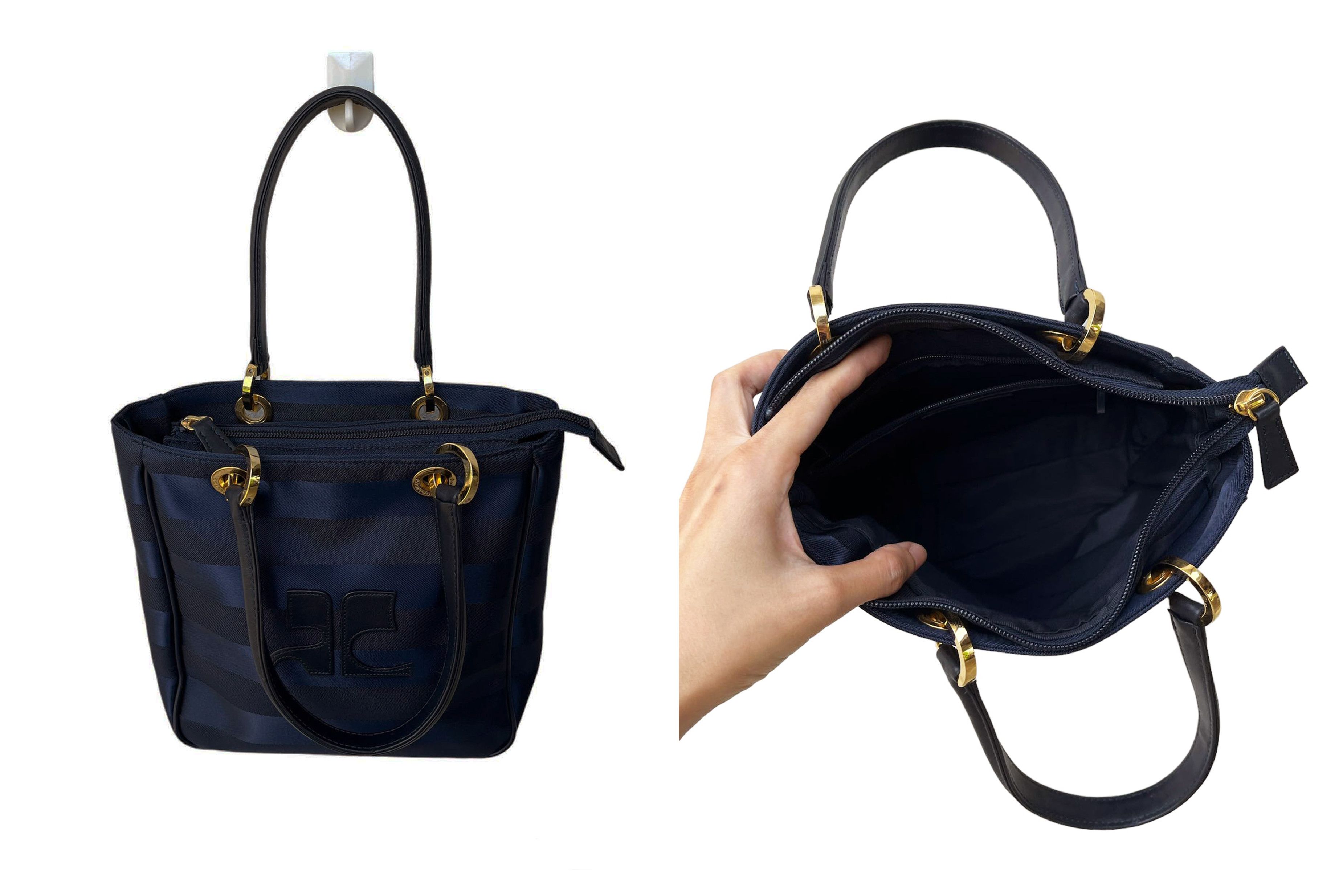 Courreges COURRÈGES PARIS Navy nylon handbag with Striped textured Size ONE SIZE - 7 Thumbnail
