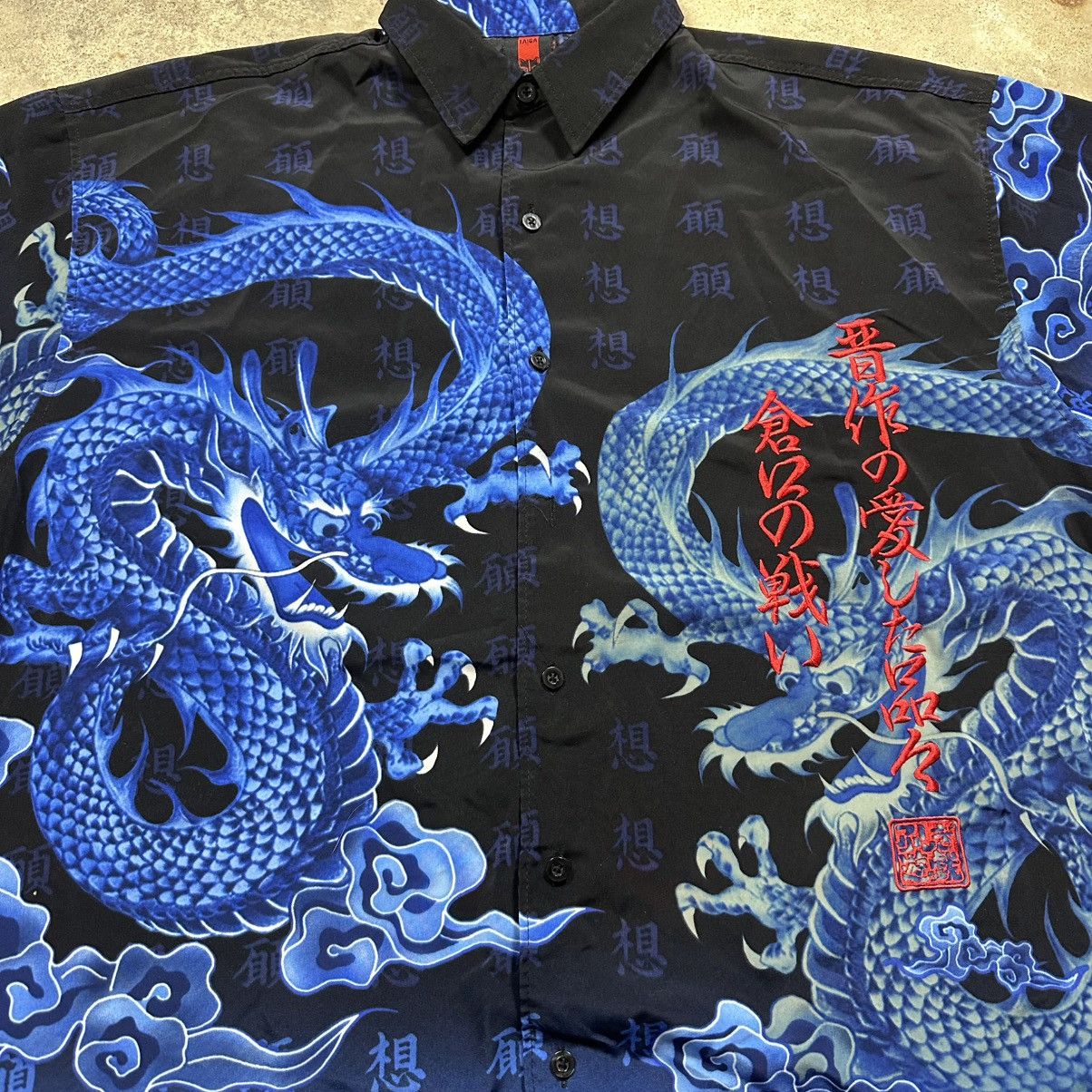 Taiga Vintage Y2K Taiga Asia Dragon Blue Flames Short Sleeve Shirt Size US XL / EU 56 / 4 - 2 Thumbnail