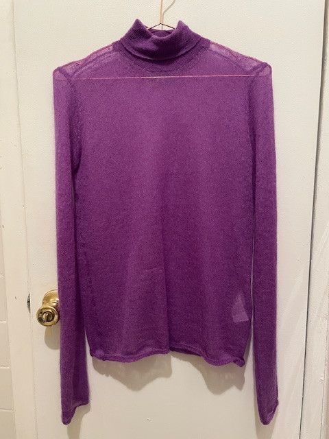 Auralee Kid Mohair Sheer Knit Turtle - Purple - Tops Auralee Kid Mohair Sheer Knit Turtle - Purple - Tops