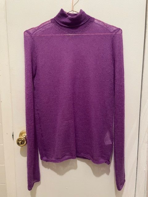 image of Auralee Kid Mohair Sheer Knit Turtle - Purple (Size Small)