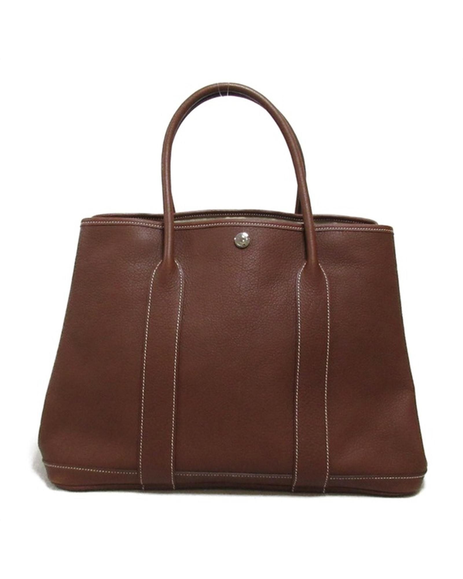image of Hermes Negonda Leather Garden Party Bag 36 in Brown, Women's
