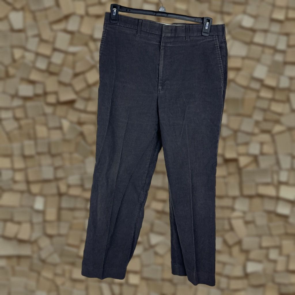 Haggar VINTAGE Haggar Pants Mens 34x30 Gray Corduroy Flat Front Straight Leg 90s Retro Grunge Hipster Logo Casual Workwear Size US 34 / EU 50 - 1 Thumbnail
