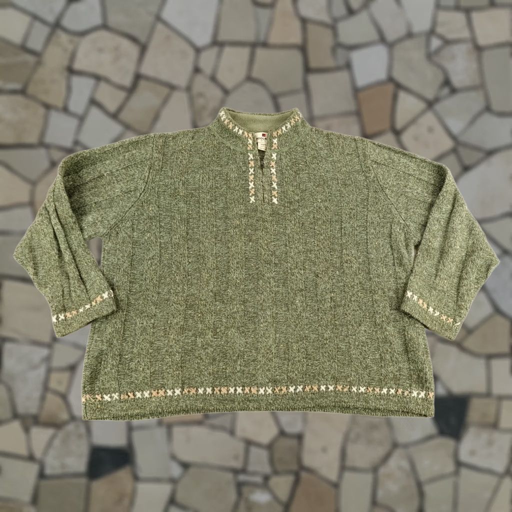 Vintage Woolrich Sweater Women Large Petite Green 1/4 Zip Sage Heather Wool Pullover Size L / US 10 / IT 46 - 1 Thumbnail