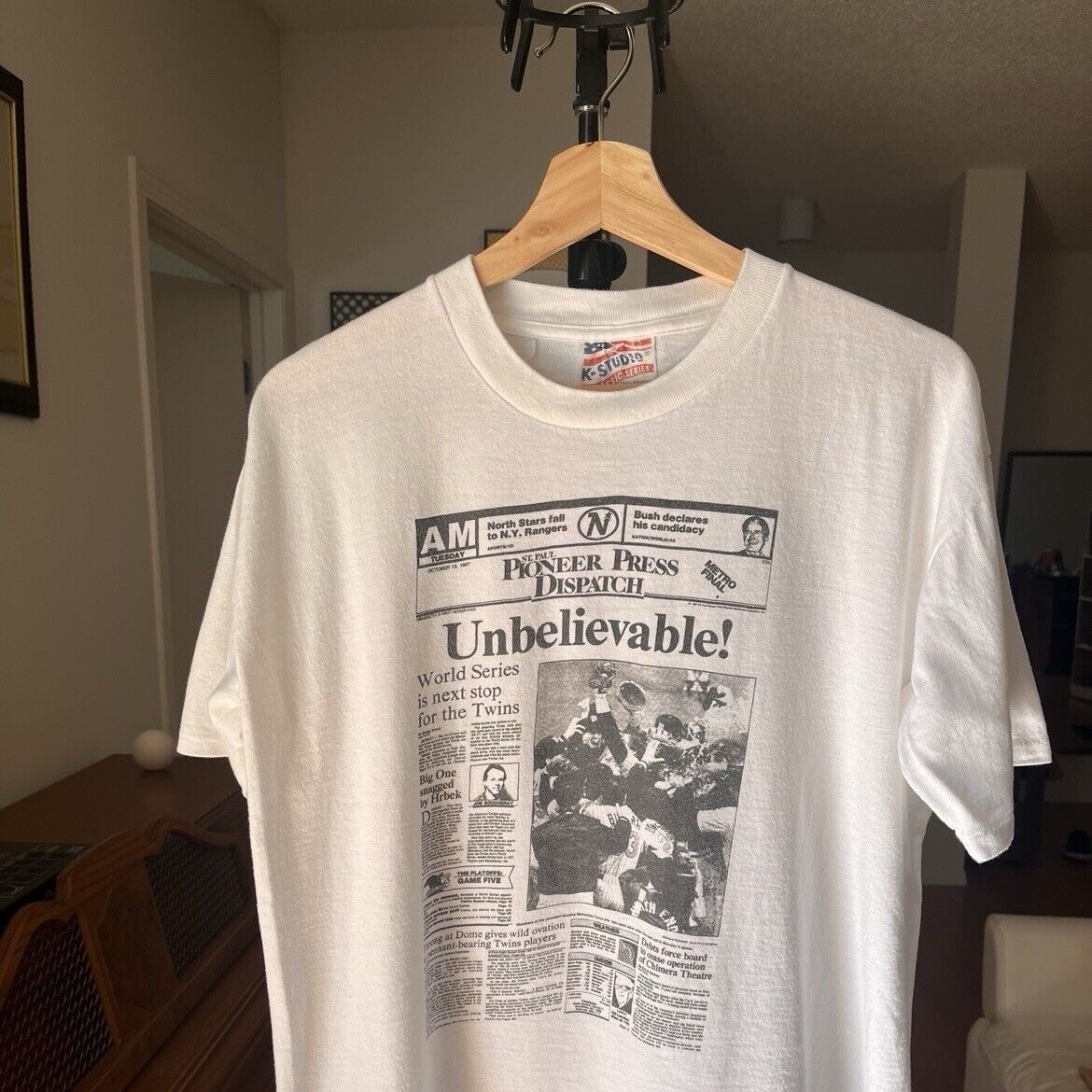 MLB VINTAGE MLB WORLD SERIES MN TWINS SINGLE STITCH T SHIRT 80S Size US XL / EU 56 / 4 - 2 Thumbnail