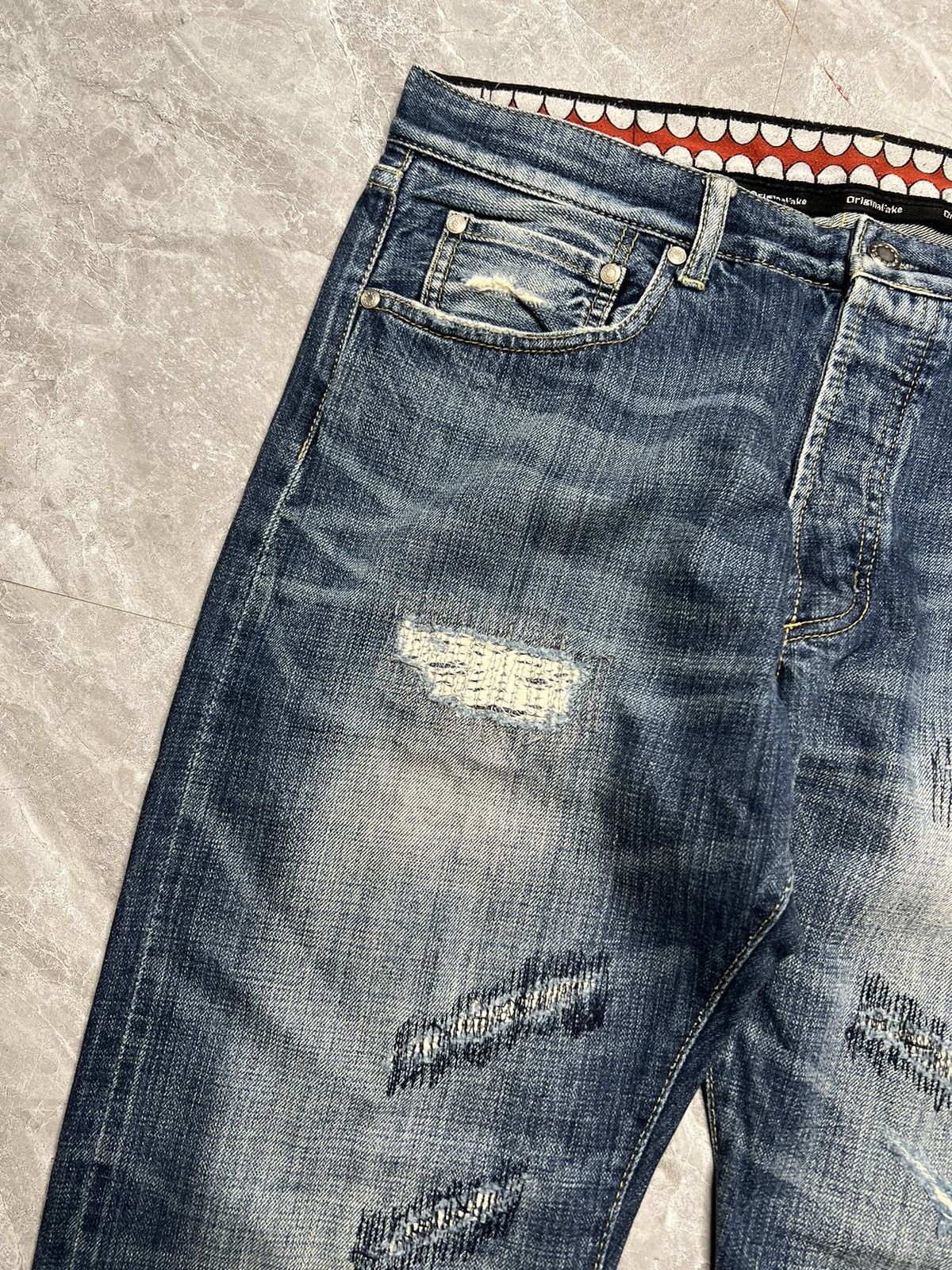 Original Fake Kaws x Original Fake S/S 11 Distressed Selvedge Jeans Size US 34 / EU 50 - 3 Thumbnail