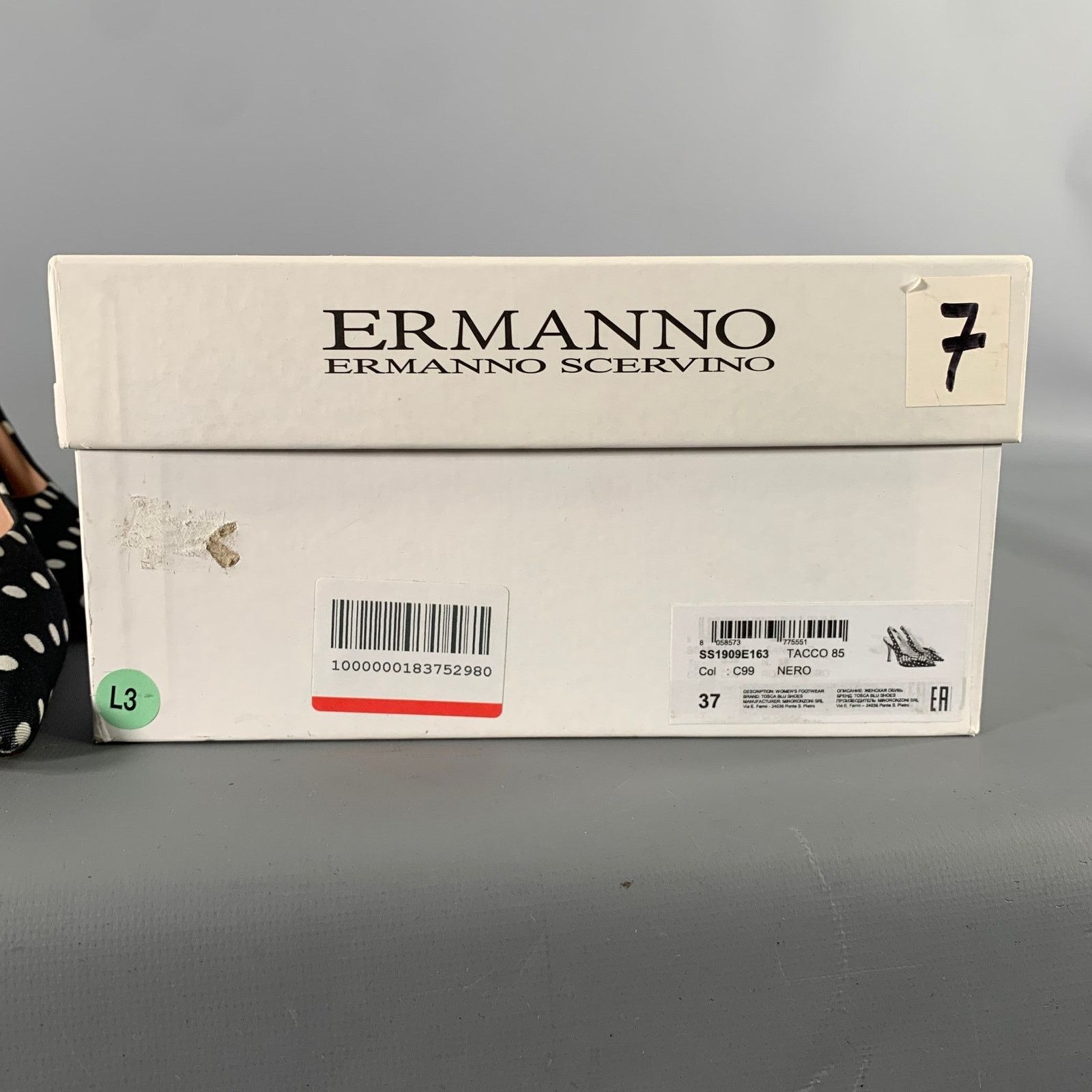 Ermanno Scervino ERMANNO SCERVINO Black White Polka Dot Slingback Pumps Size US 7 / IT 37 - 9 Thumbnail