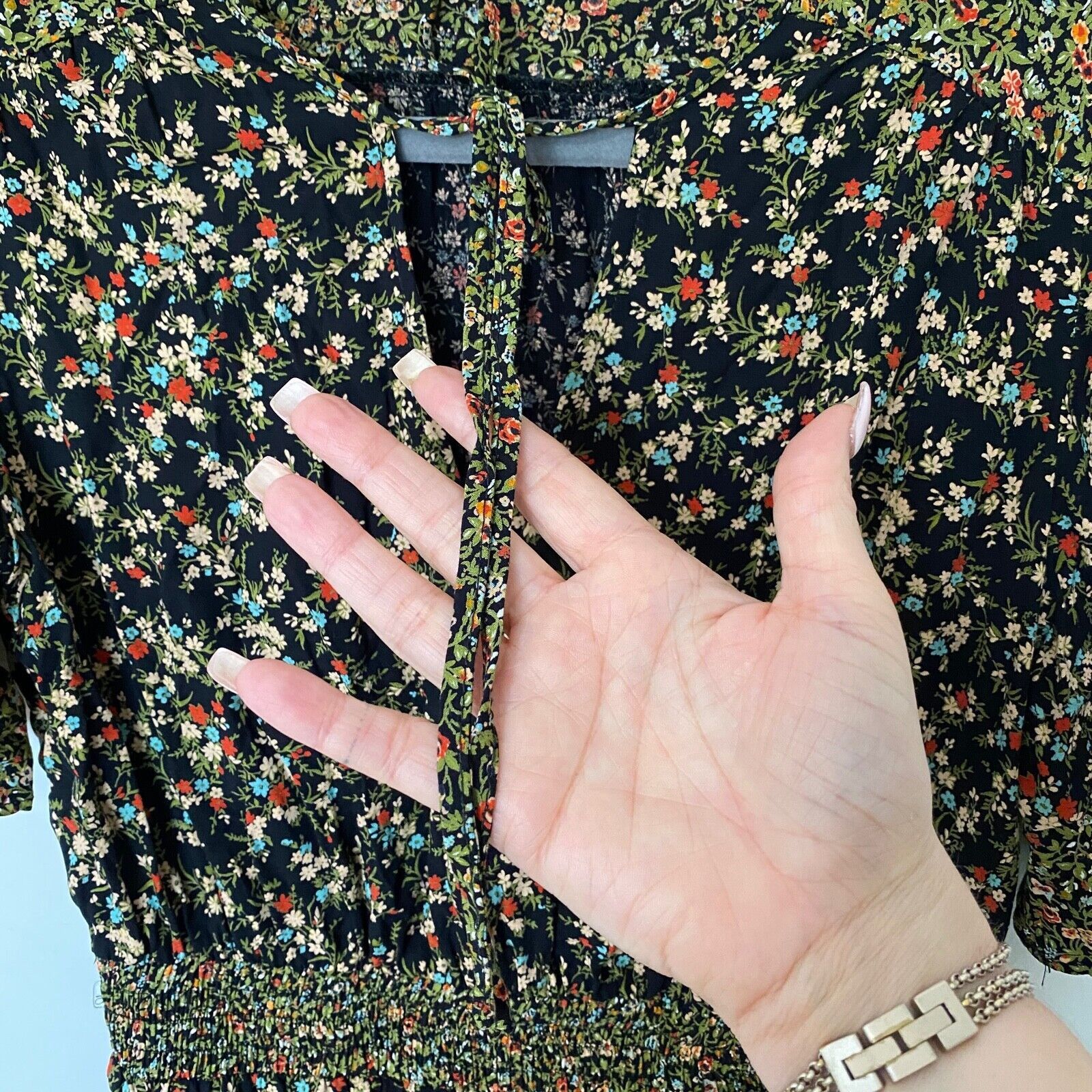 Zara Zara Black Multi Floral Tiered Ruffle Mini Tie Front Small Size S / US 4 / IT 40 - 6 Thumbnail