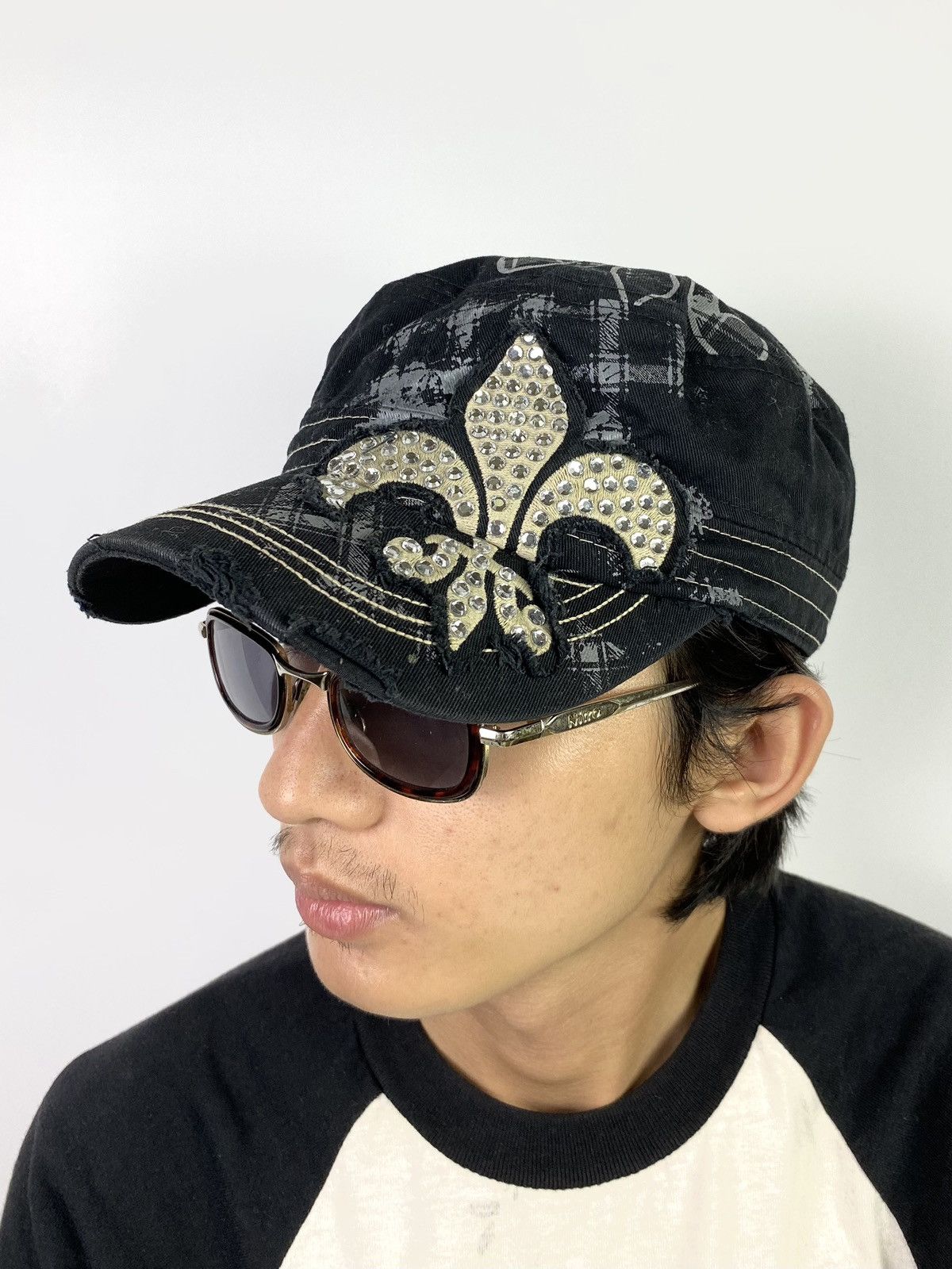 If Six Was Nine × Japanese Brand × Le Grande Bleu (L.G.B.) BINDINGOFFER💥 leader rhinestone cadet commando hat Size ONE SIZE - 3 Thumbnail