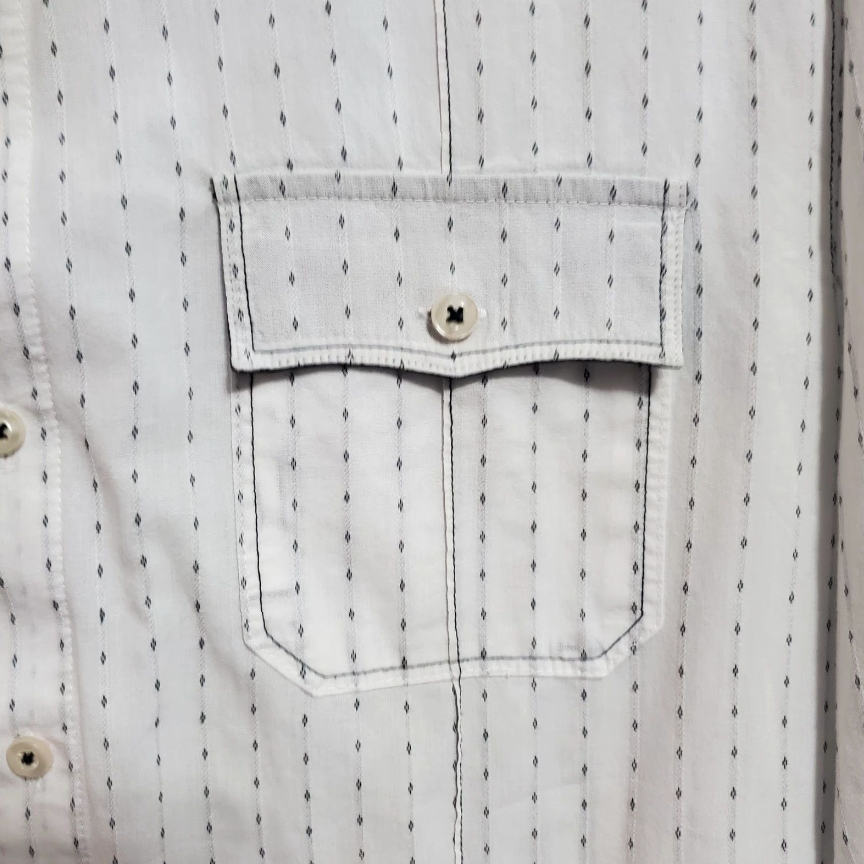 Vintage VINTAGE 7 Diamonds Shirt Men M White Striped Cotton Long Sleeve Button Up Chest Pockets Preppy Style Mens Size US M / EU 48-50 / 2 - 6 Thumbnail