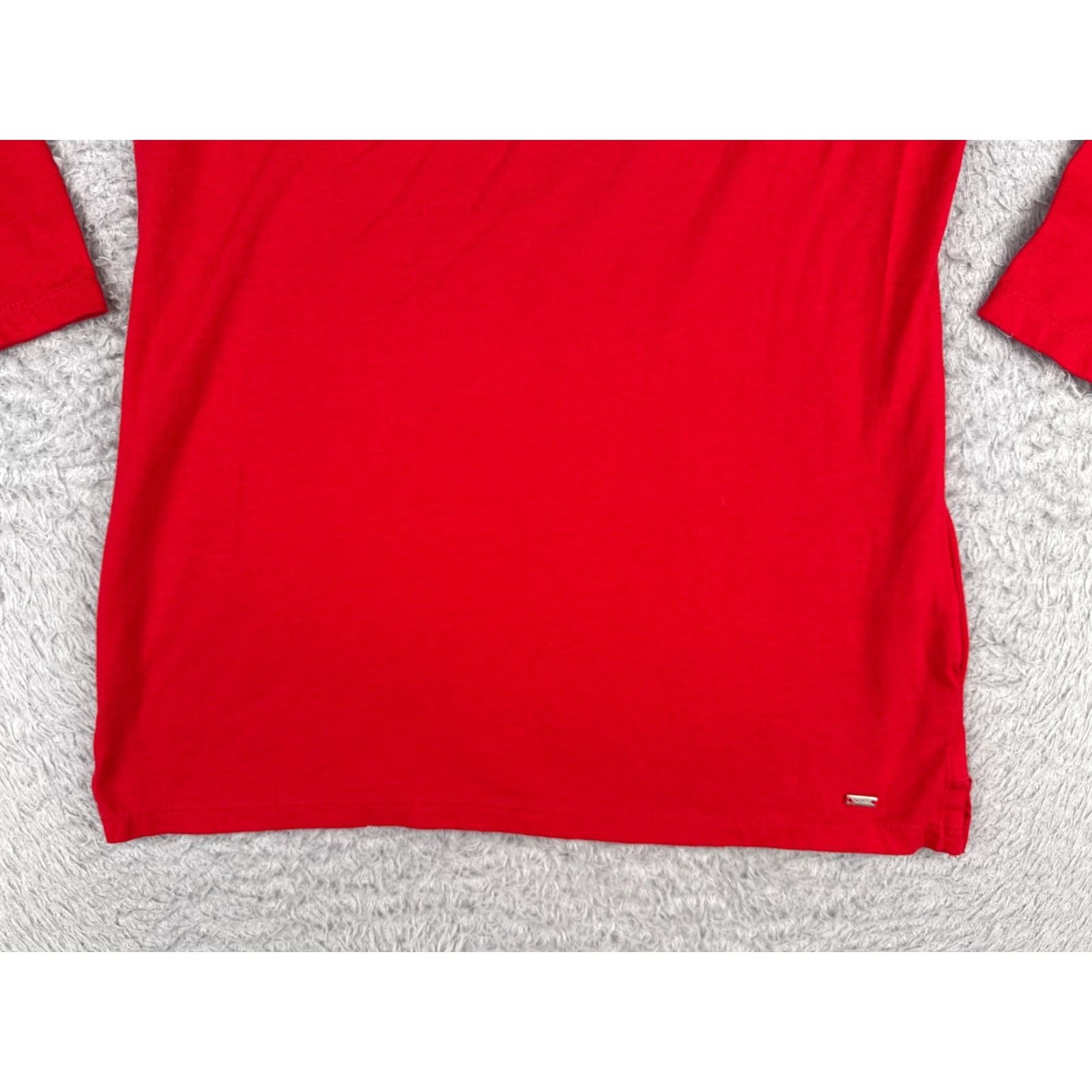 Tommy Hilfiger TOMMY HILFIGER Shirt Women XS Red Striped 3/4 Sleeve Boat Neck Cotton Casual Rhinestone Size XS / US 0-2 / IT 36-38 - 5 Thumbnail