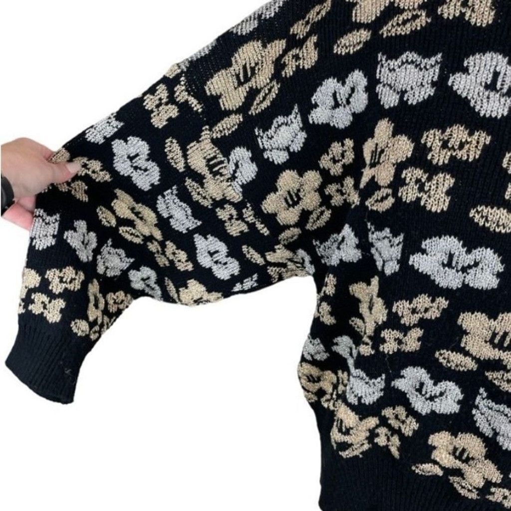 Other Vintage International Sportswear Metallic Floral Sweater Size L / US 10 / IT 46 - 5 Thumbnail