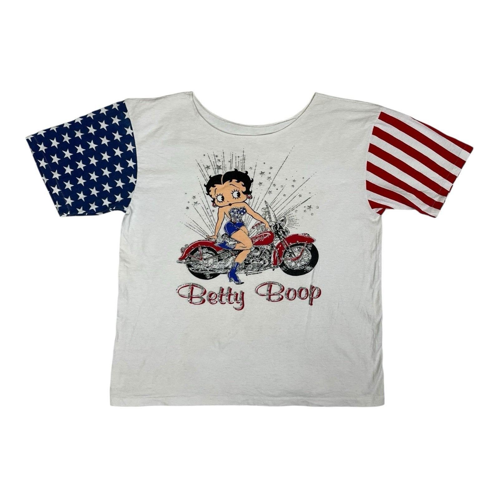 Vintage Vintage 1994 Betty Boop Motorcycle American Flag T-Shirt Wom Size XL / US 12-14 / IT 48-50 - 1 Thumbnail