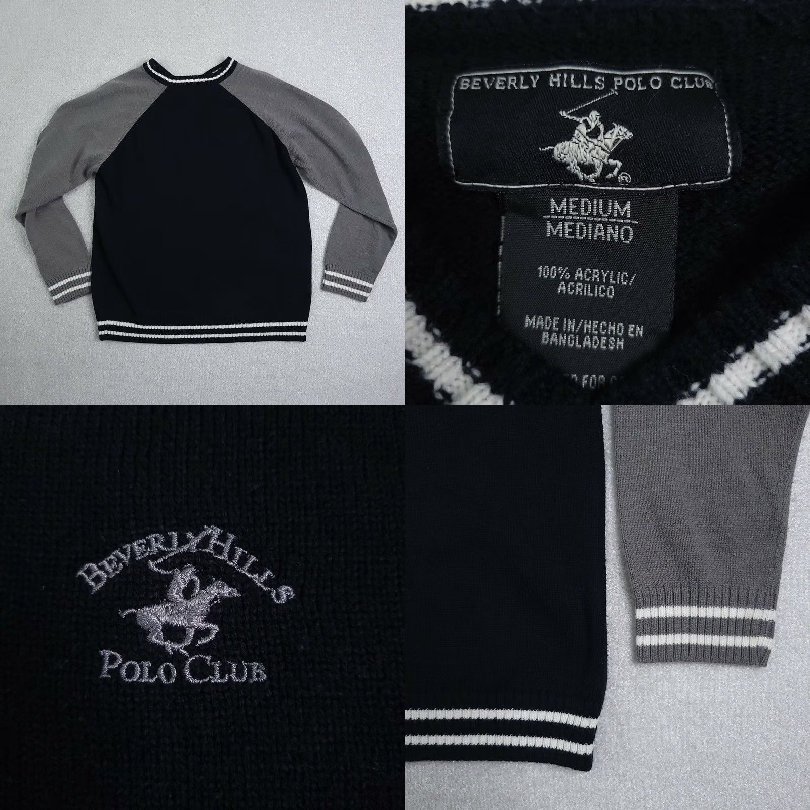 Beverly Hills Polo Club VINTAGE Beverly Hills Polo Club V Neck Sweater Men's Medium Black Logo Acrylic PullOver Knit Heavyweight 80s 90s Classic Mens Size US M / EU 48-50 / 2 - 8 Thumbnail