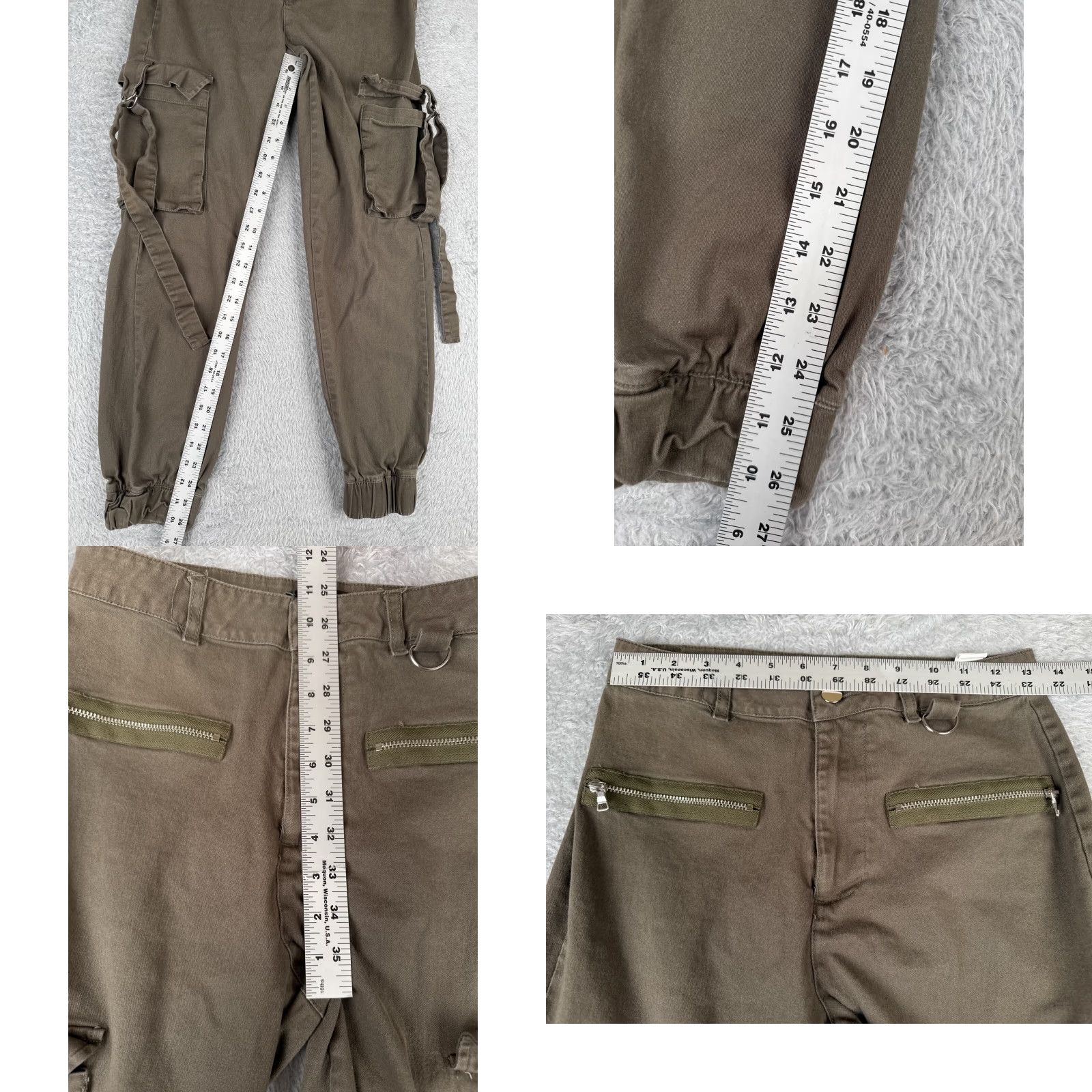 Vintage Streetwear Society Cargo Pants Womens XS Green Army Jogger Cotton 27x26 Size 26" / US 2 / IT 38 - 8 Thumbnail