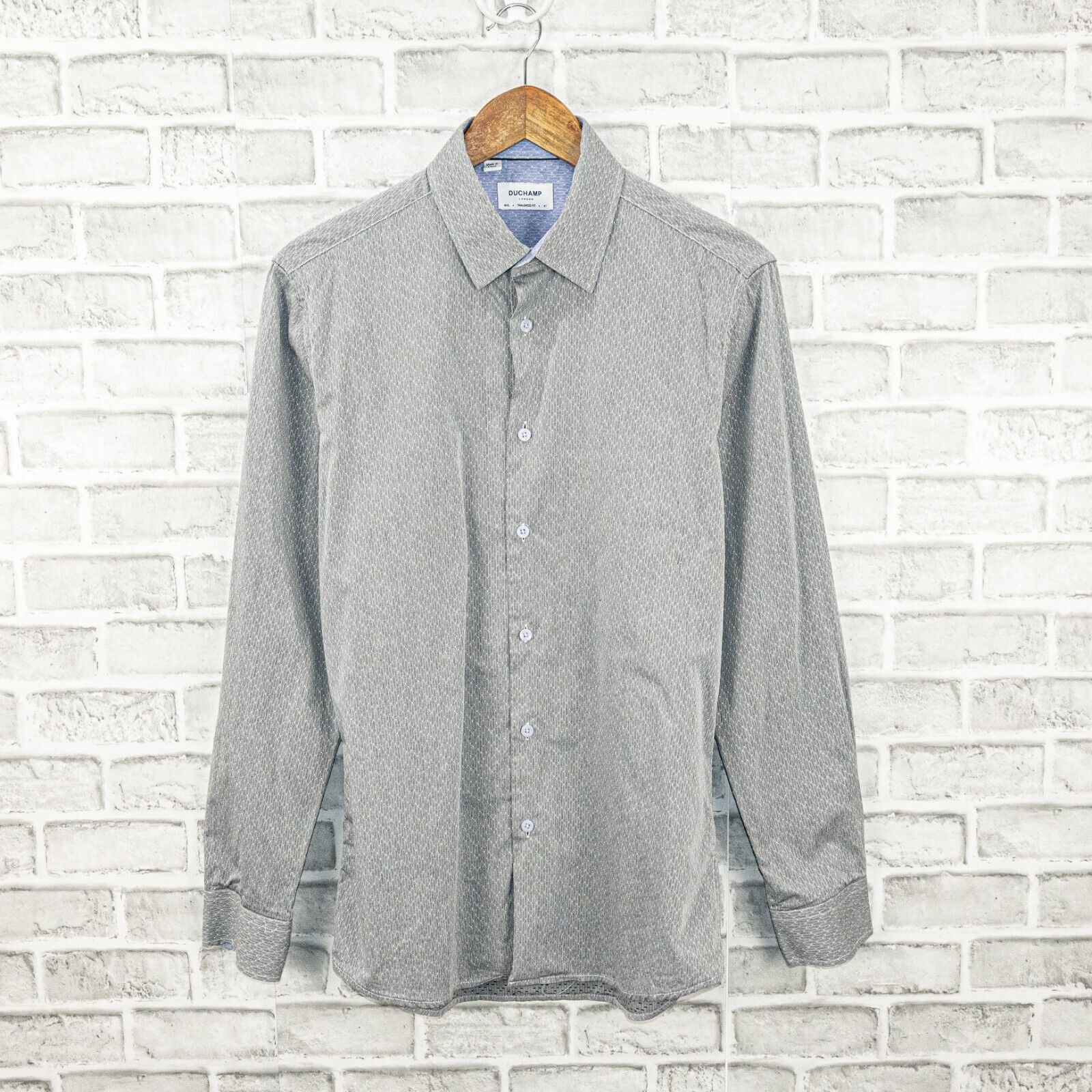 Duchamp DUCHAMP London Tailored Fit Button up Shirt Gray textured Size US L / EU 52-54 / 3 - 2 Thumbnail