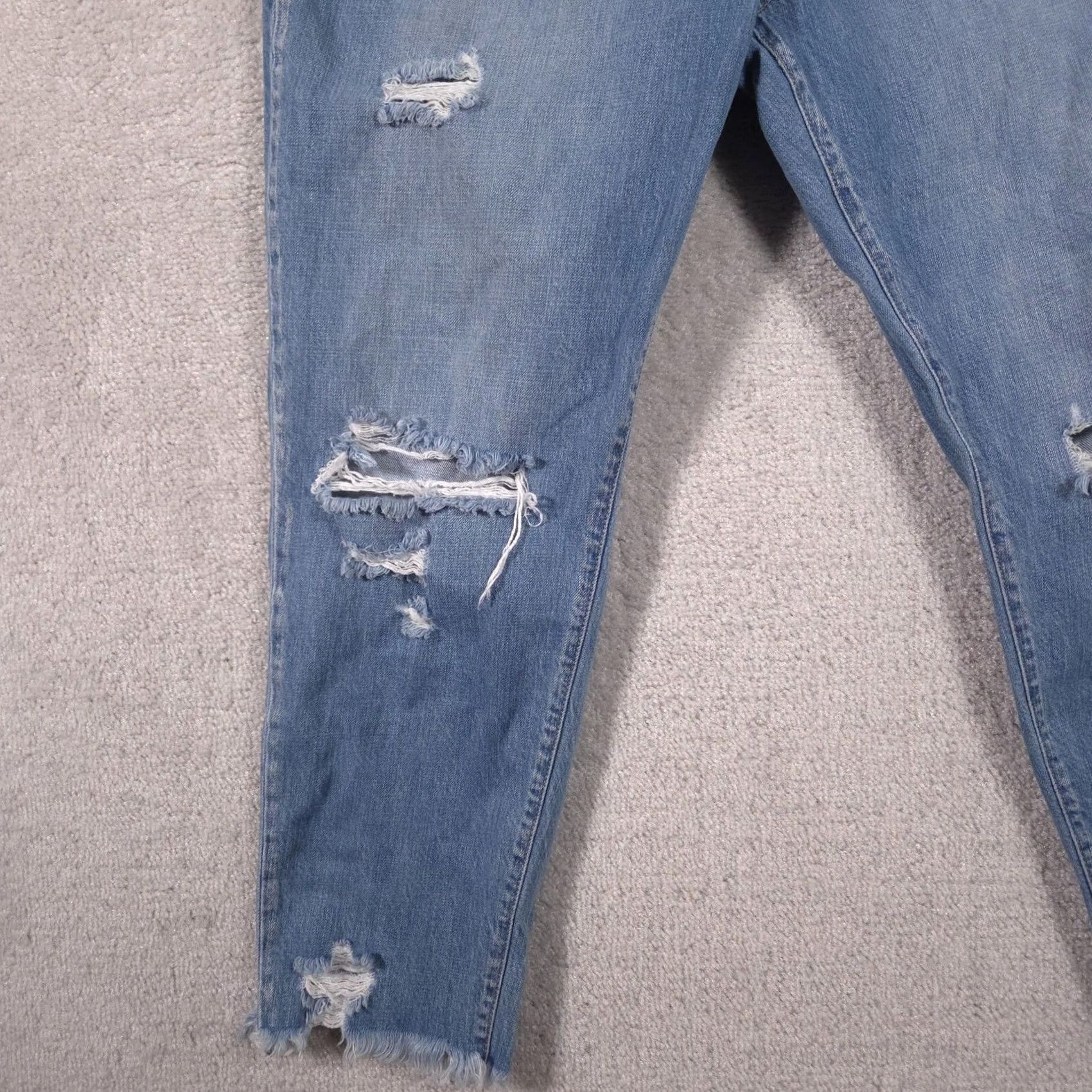 Vintage KanCan Jeans Womens 15/31 Blue Medium Wash High Rise Paperbag Distressed Jeans Size 36" / US 14 / IT 50 - 5 Thumbnail