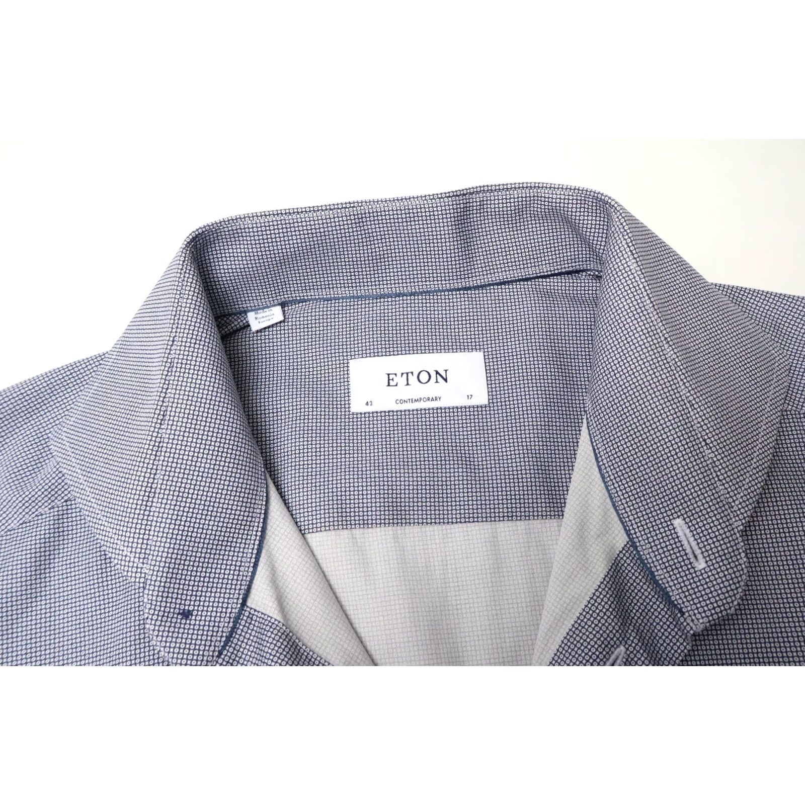 Eton ETON Contemporary Blue Patterned Cutaway Button Up Shirt Men's 43 / 17 Size US XL / EU 56 / 4 - 5 Thumbnail