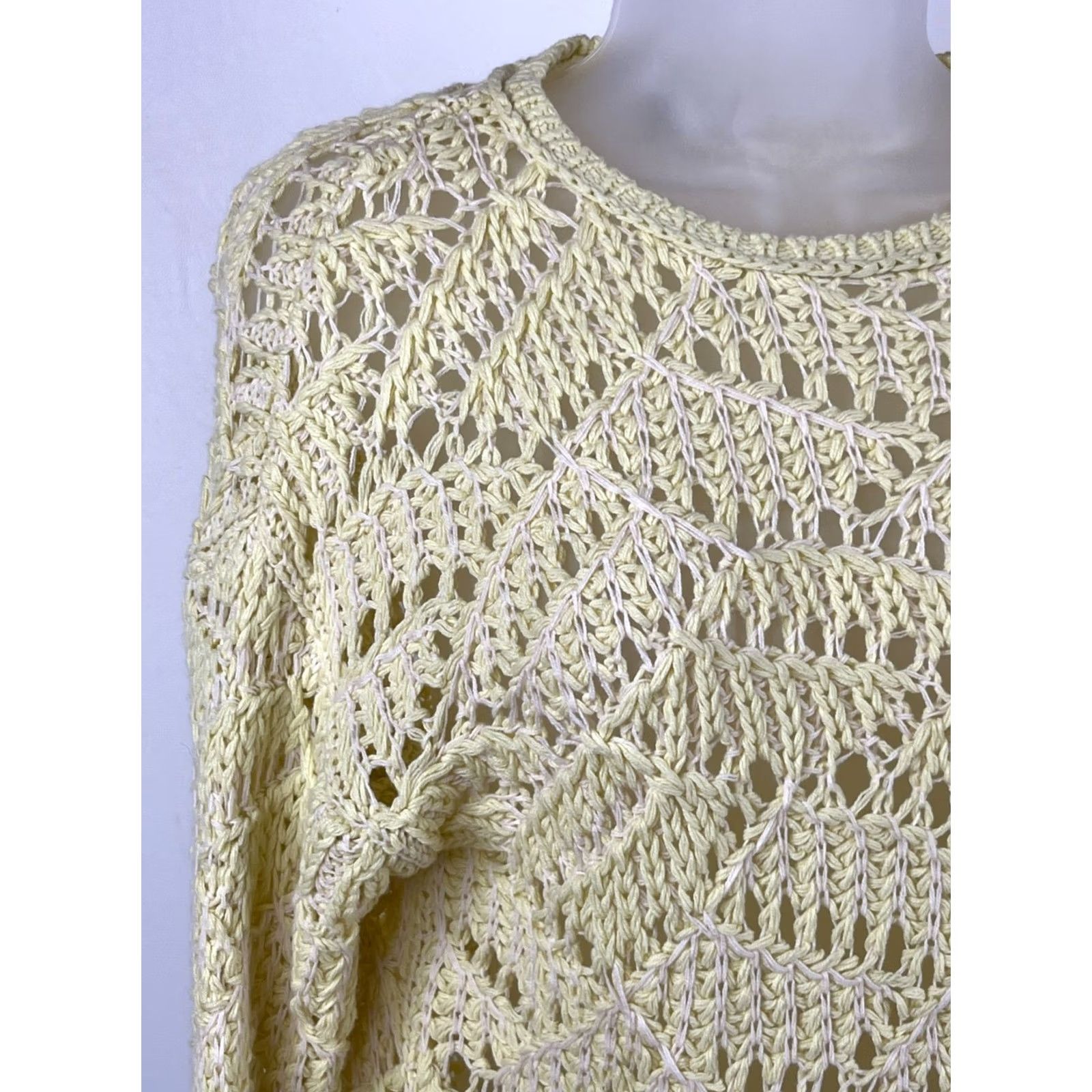 Vintage Universal Thread Sweater Womens Small Yellow Cotton Blend Open Knit Pullover Size S / US 4 / IT 40 - 2 Thumbnail
