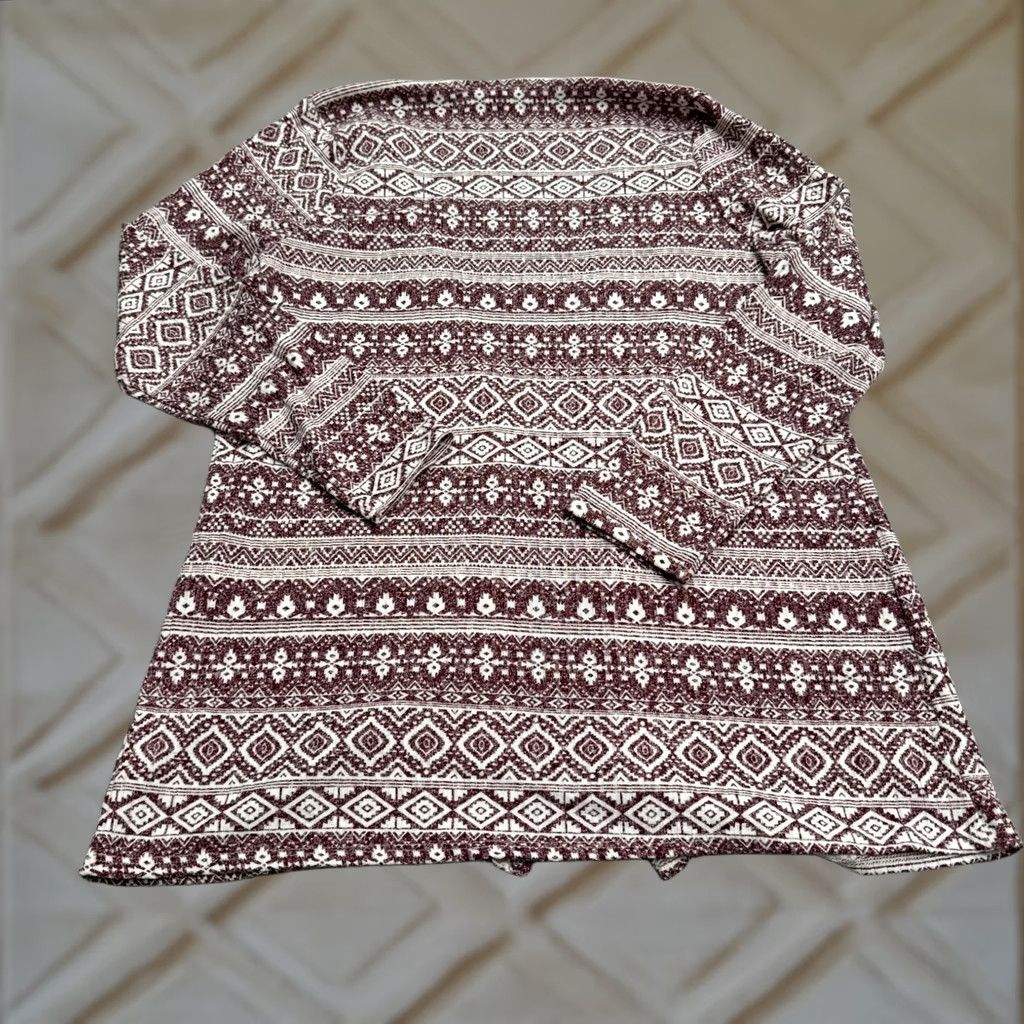Vintage Charlotte Russe Geometric Aztec Open Cardigan Sweater Womens XL Maroon White Size XL / US 12-14 / IT 48-50 - 1 Thumbnail
