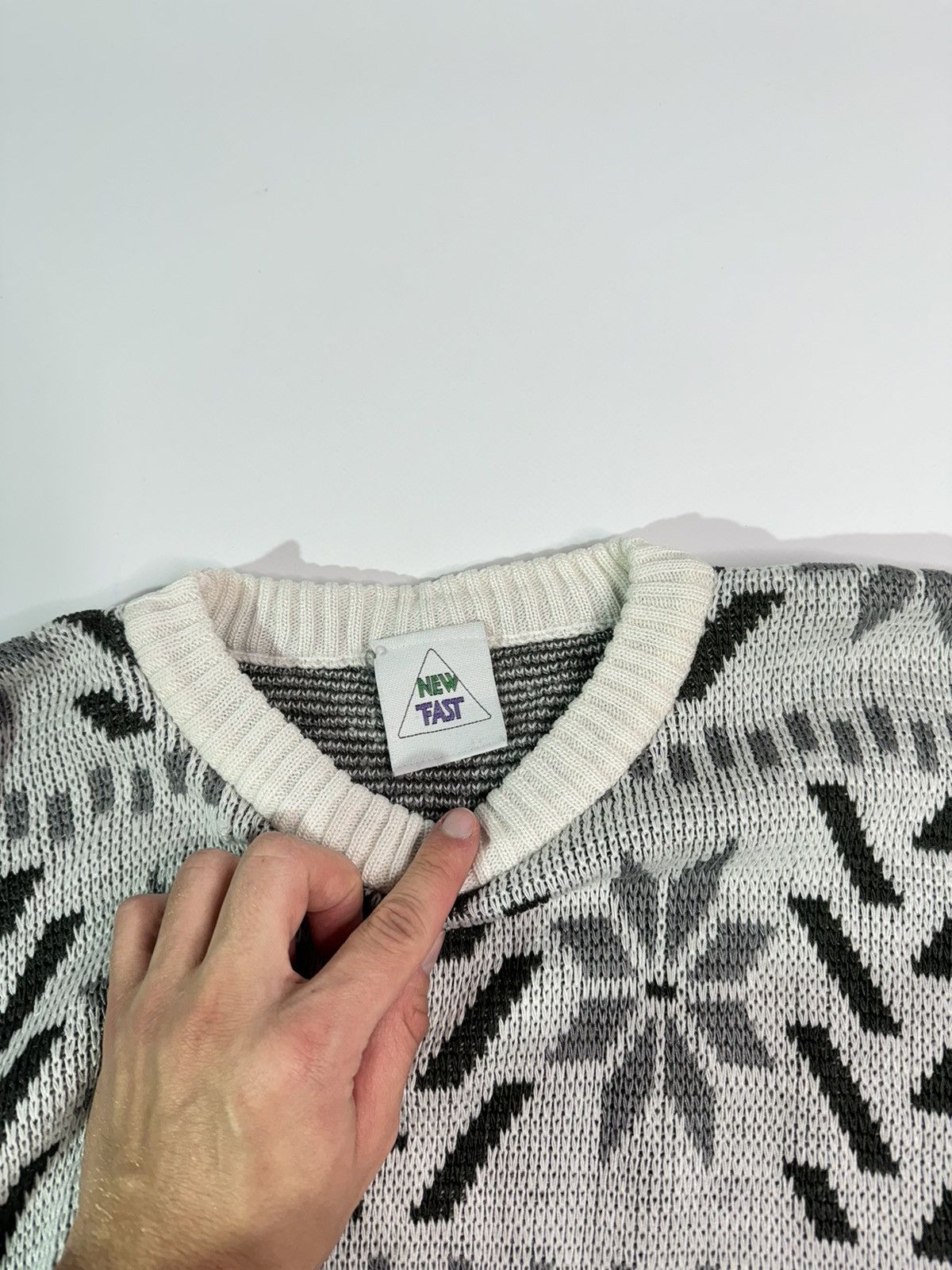 Japanese Brand × Vintage Vintage 90s crazy pattern knit sweater avant garde coquette Size US M / EU 48-50 / 2 - 3 Thumbnail