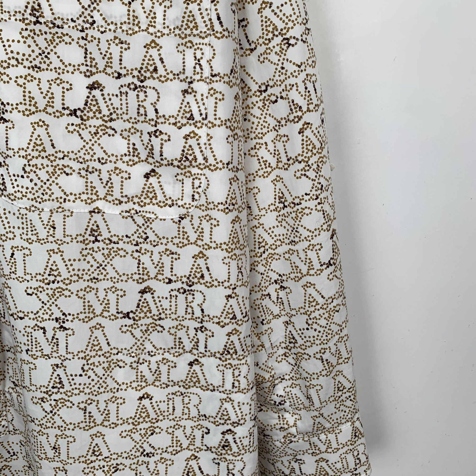 Max Mara Max Mara Beige Logo Print Cotton Long-Sleeve Shirt Dress (Si Size S / US 4 / IT 40 - 4 Thumbnail