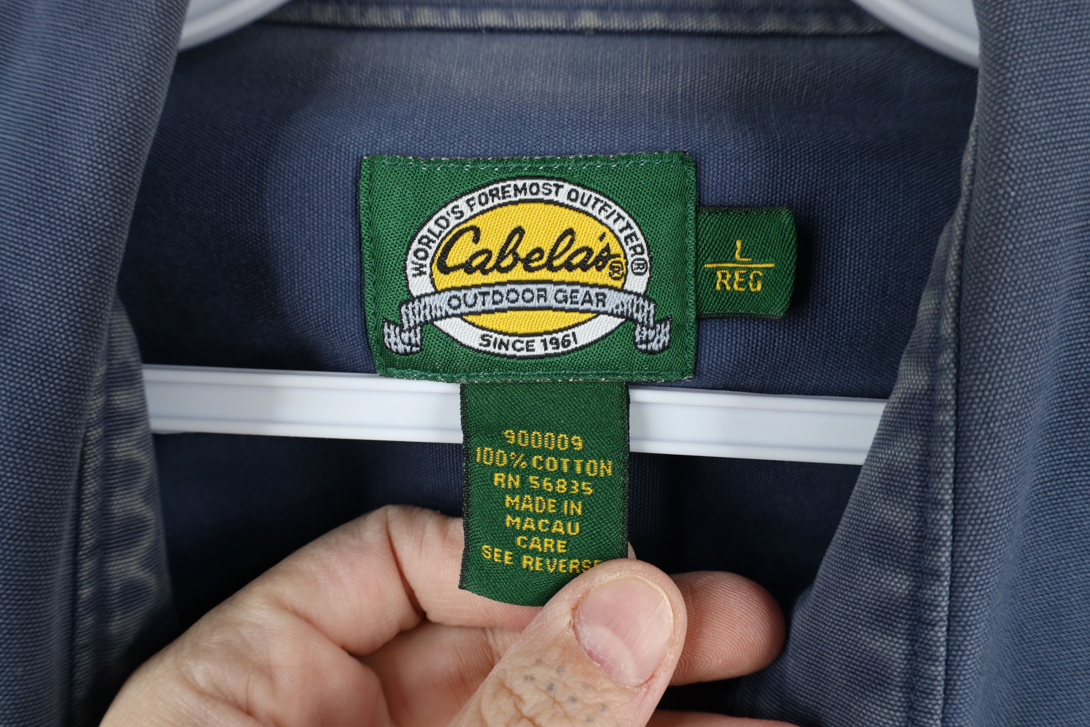 Cabelas × Vintage Vintage Cabelas Heavyweight Cotton Button Down Shirt Blue Size US L / EU 52-54 / 3 - 8 Thumbnail