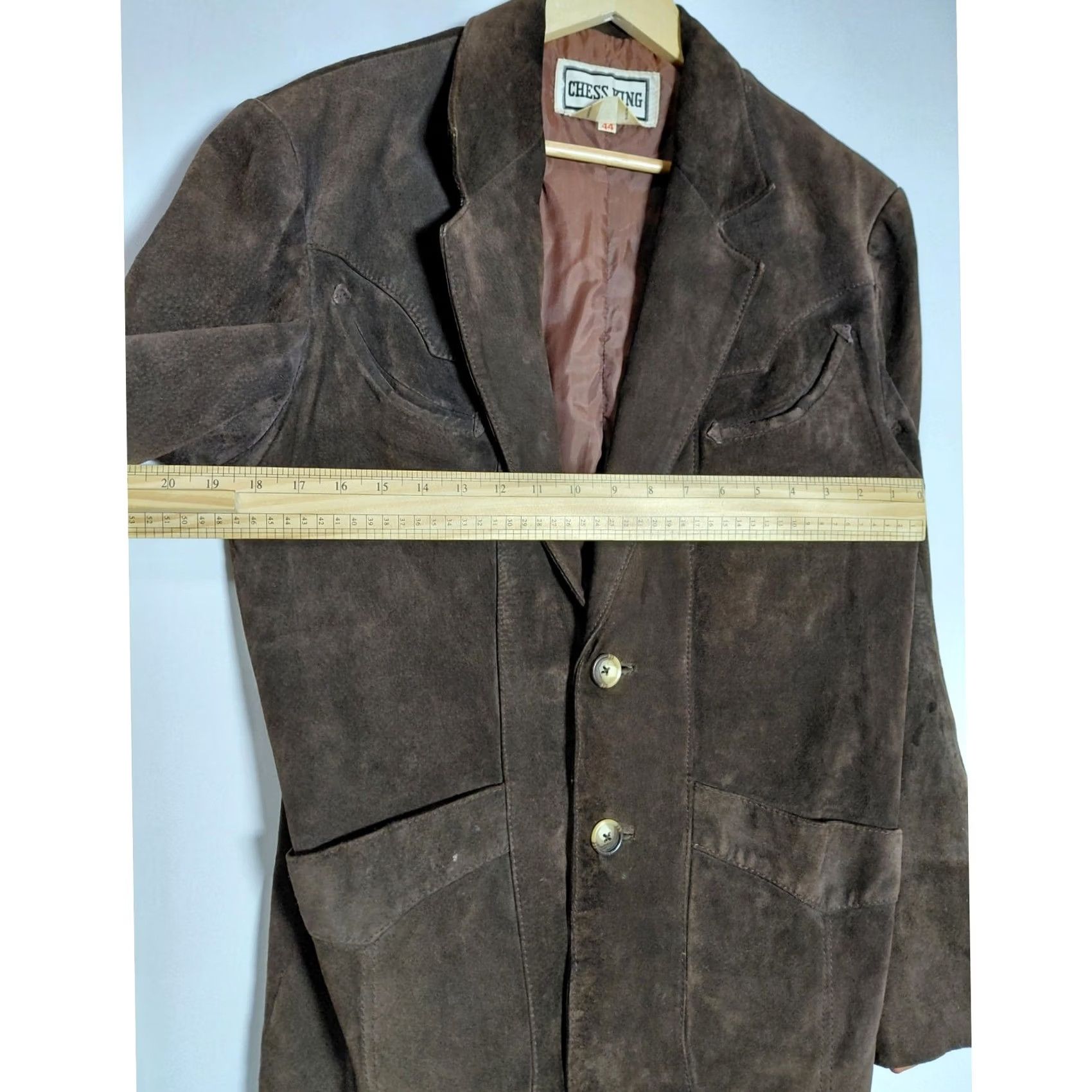 Vintage CHESS KING Blazer Men 44 Brown Leather Button Lined Nylon Solid Long Sleeve Casual Business Vintage No Size US XXL / EU 58 / 5 - 5 Thumbnail