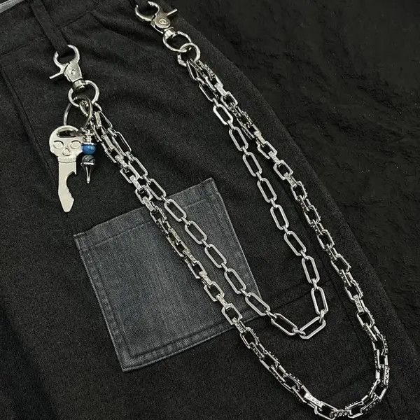 Jewelry Silver Double Wallet Chain, Pants Chain Size ONE SIZE - 4 Thumbnail